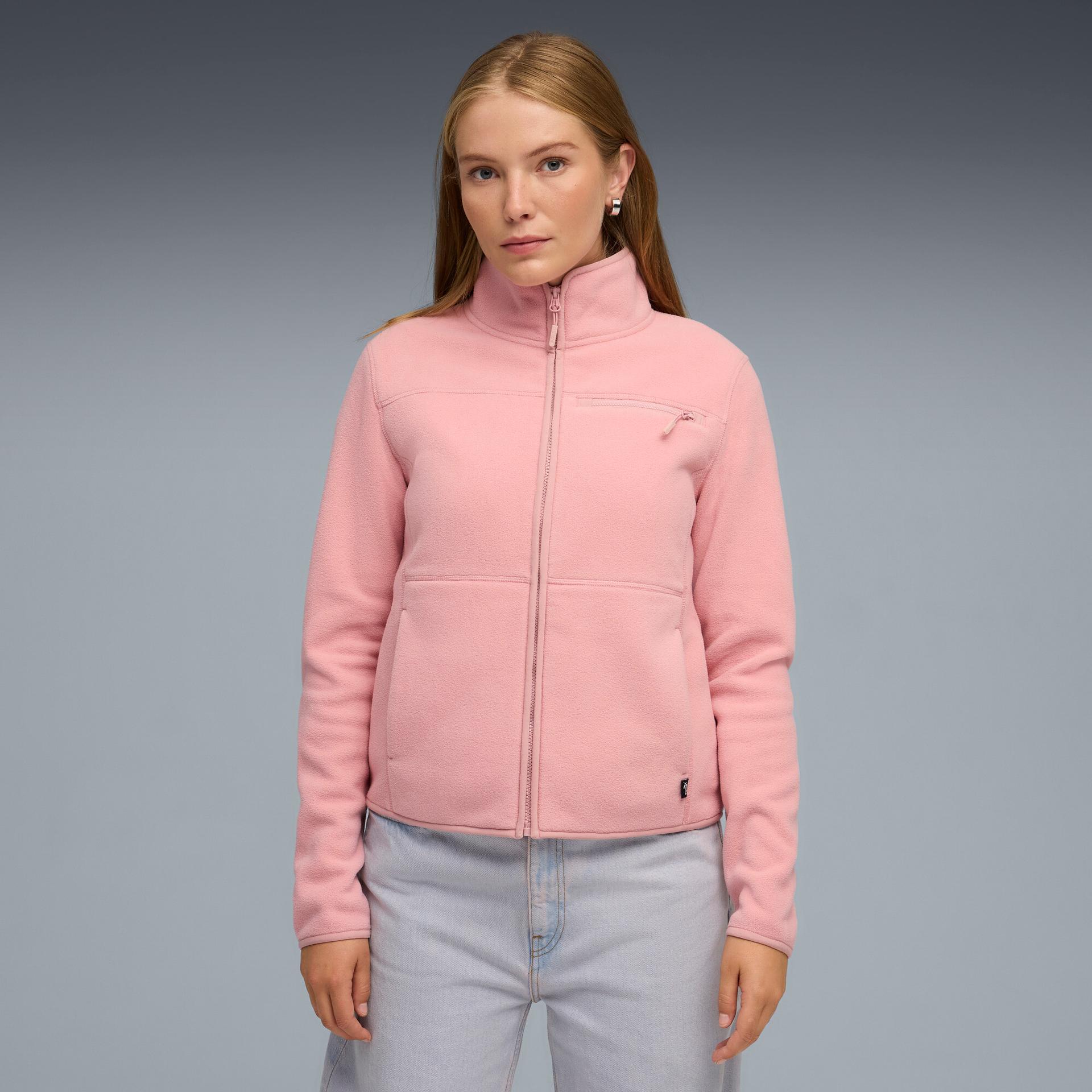 puma polar fleece women's fleece insulated jacket in pink, size xl