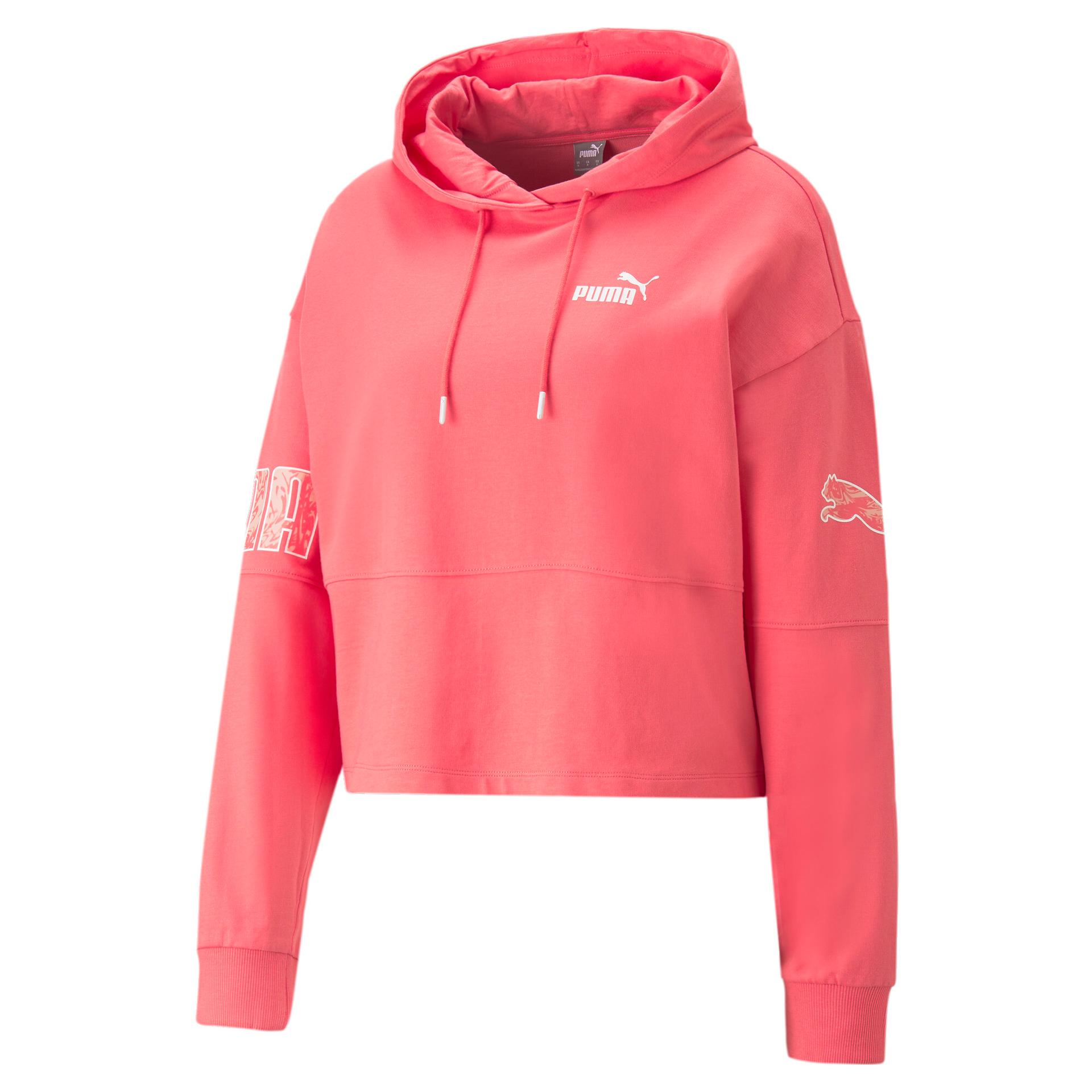 puma power colorblock women's hoodie in pink, size m