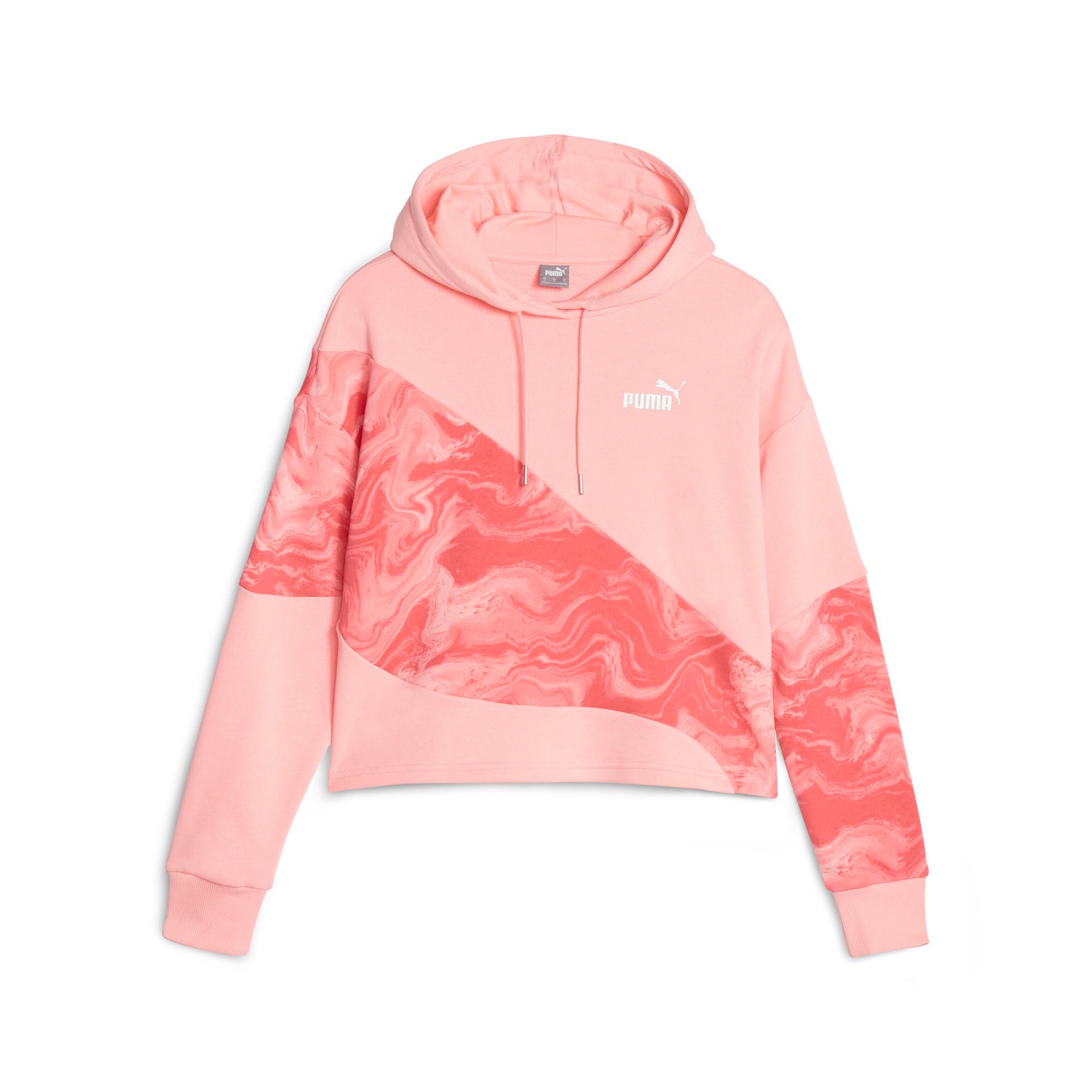 puma power marbleised women's hoodie in pink, size xs