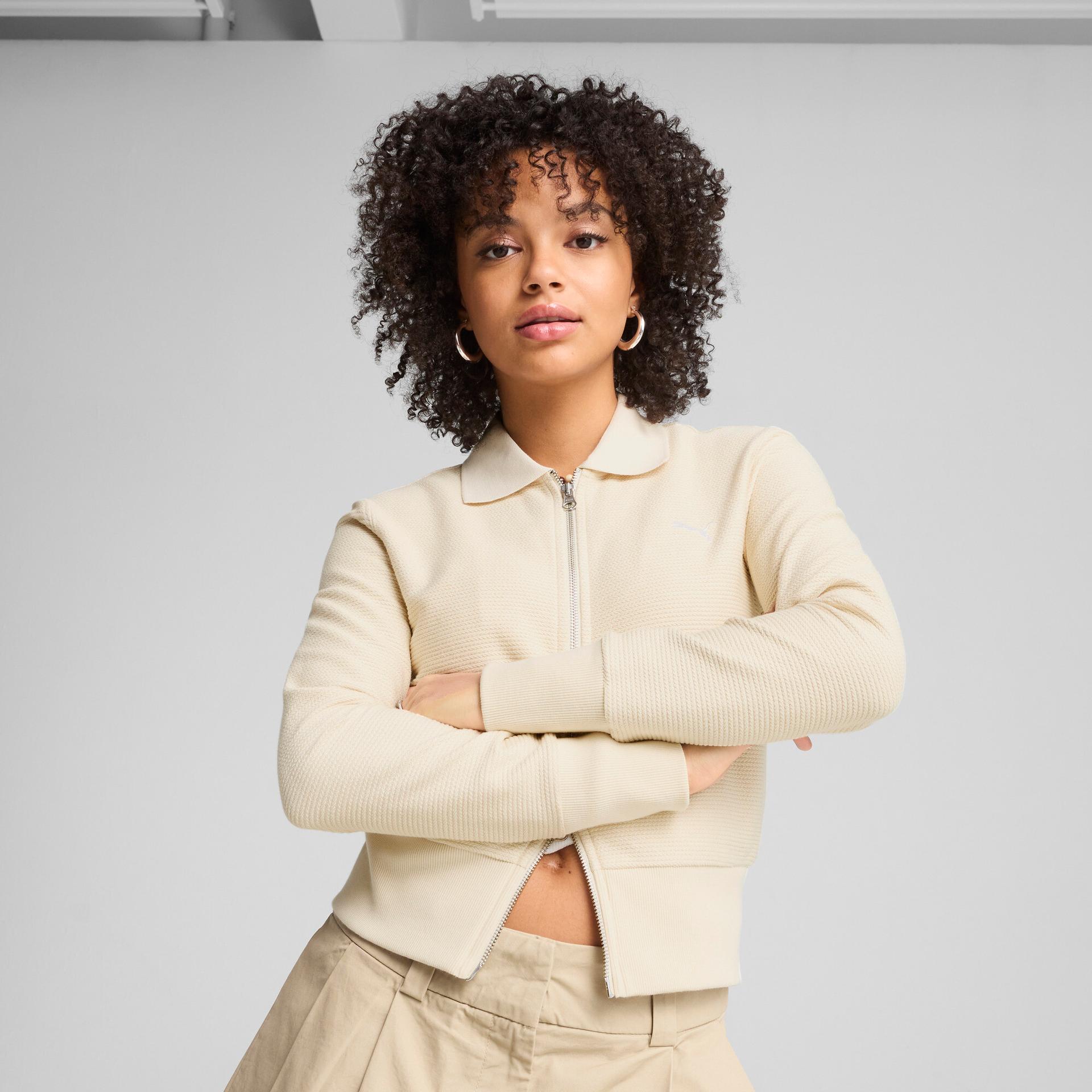 puma premium essentials women's knitted cardigan in white, size xxl