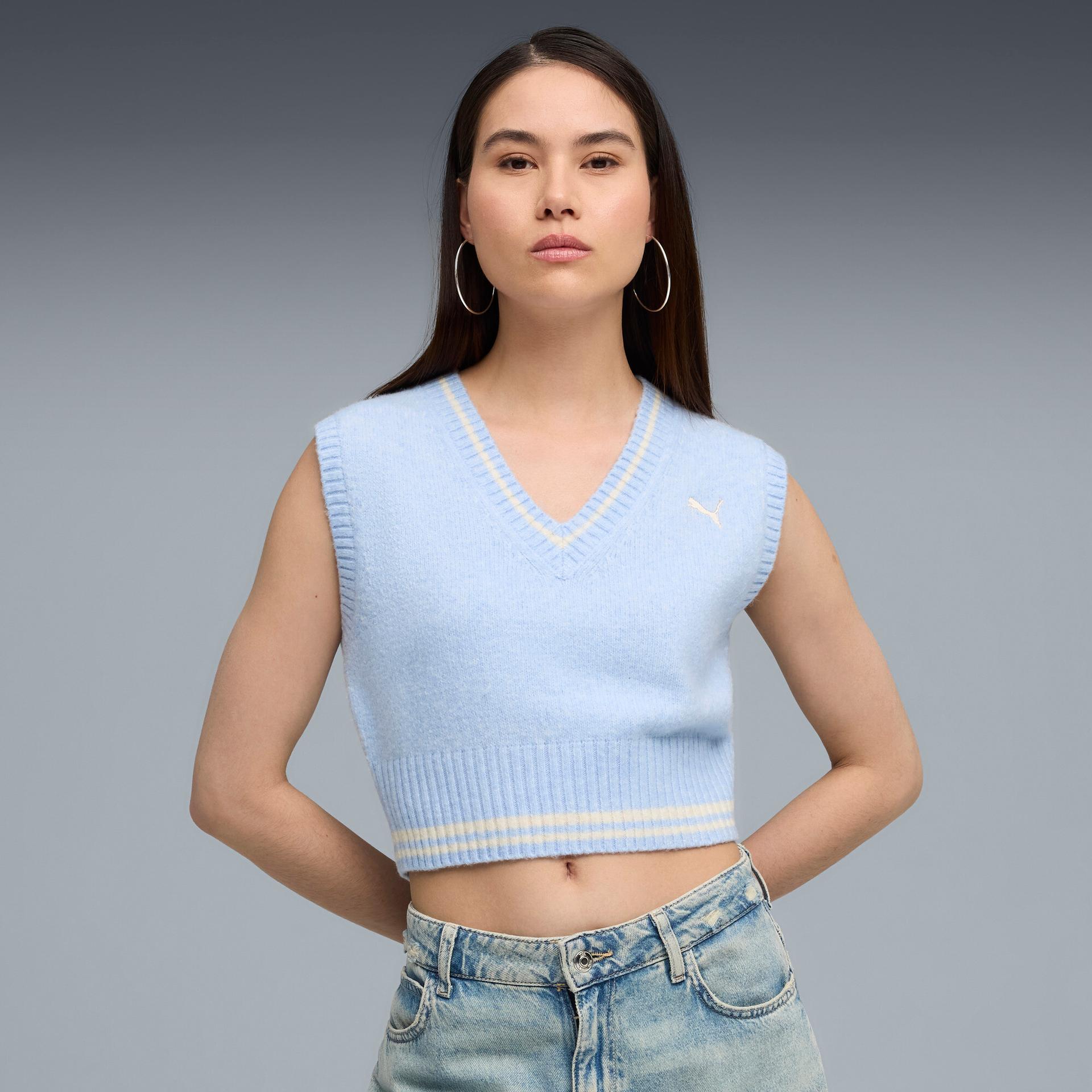 puma premium essentials women's vest in blue, size xl