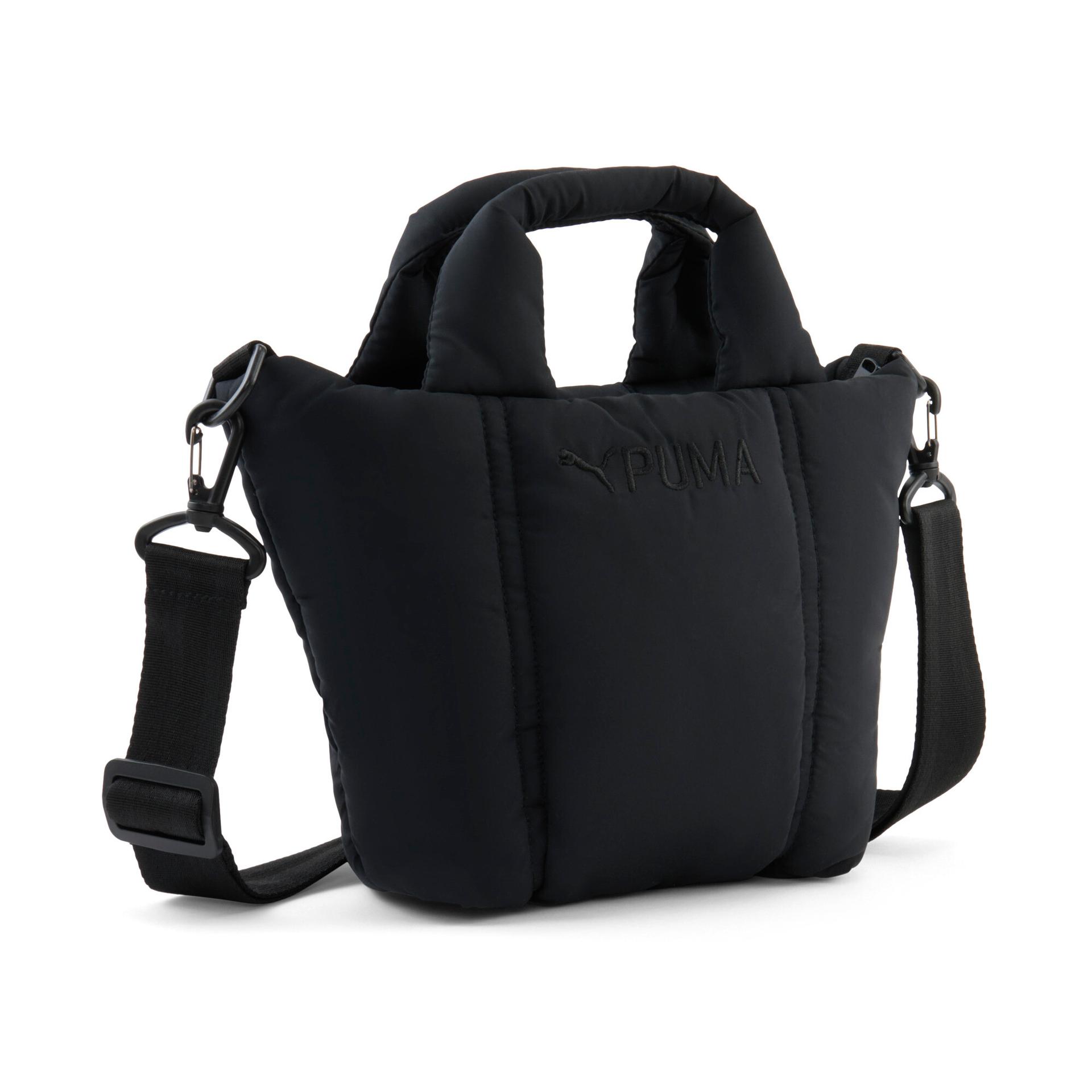 puma puffer mini tote bag in black