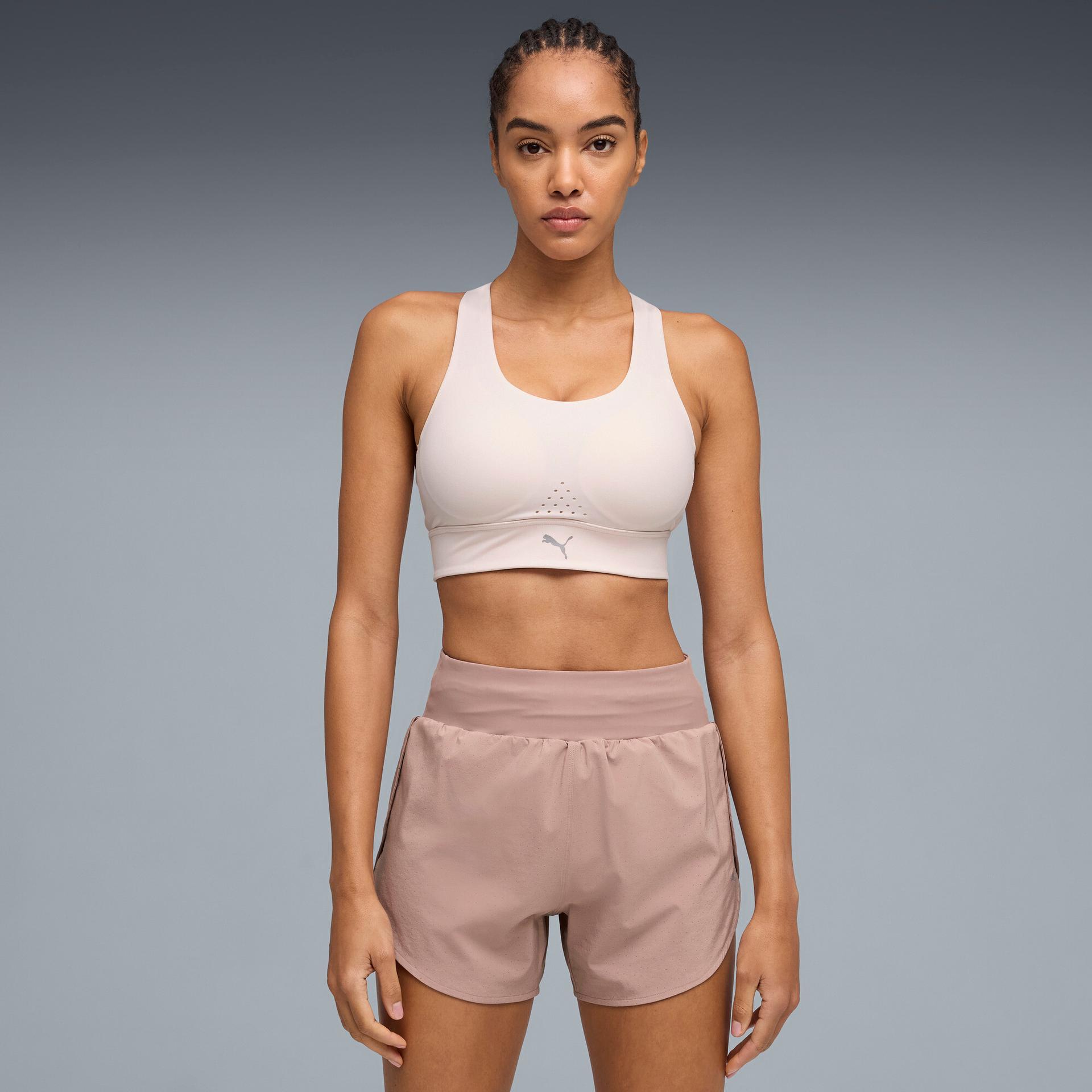 puma pwrbreathe run women's moisture wicking, high impact sports bra in pink, size xl