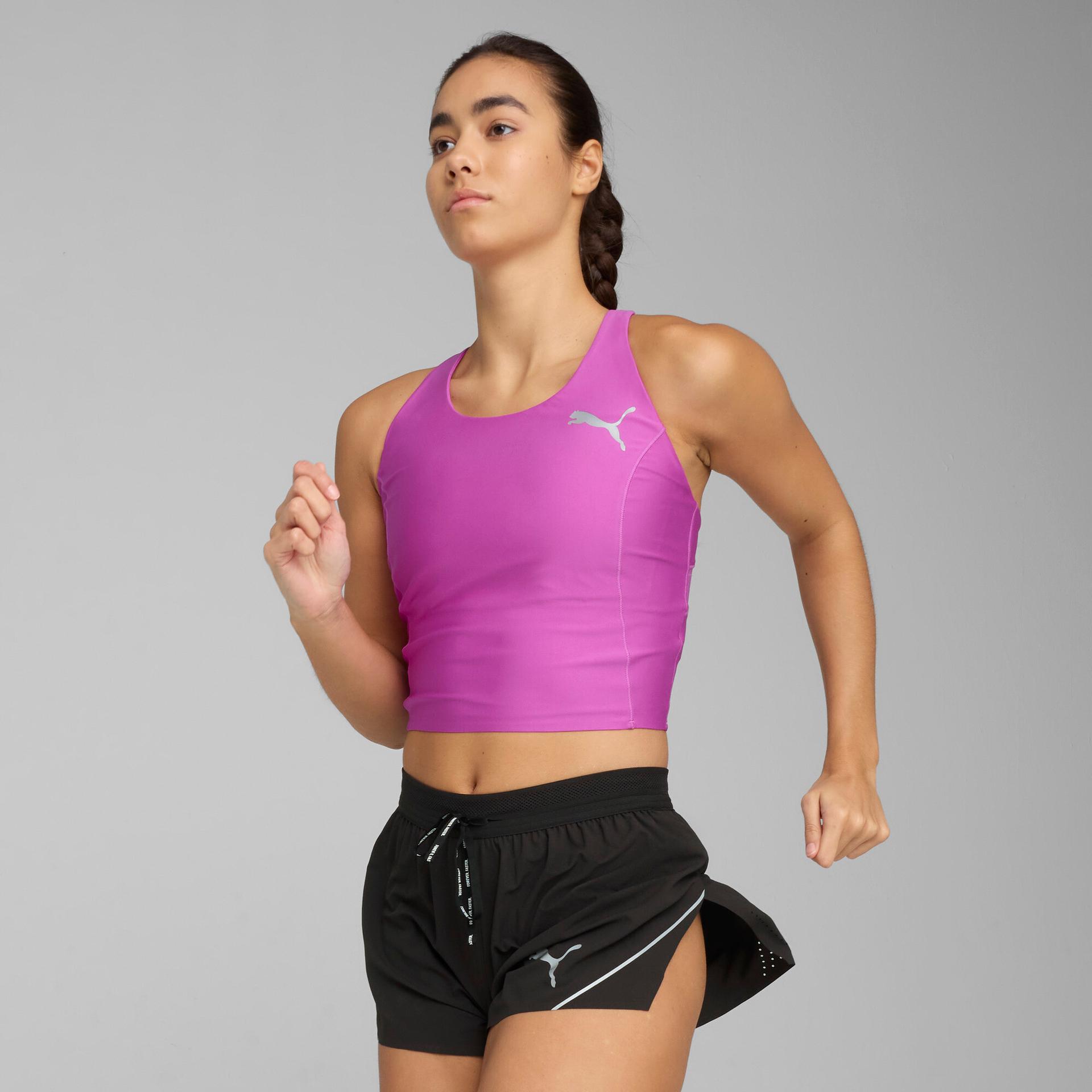 puma raceday ultraform women's crop top in purple, size xxs