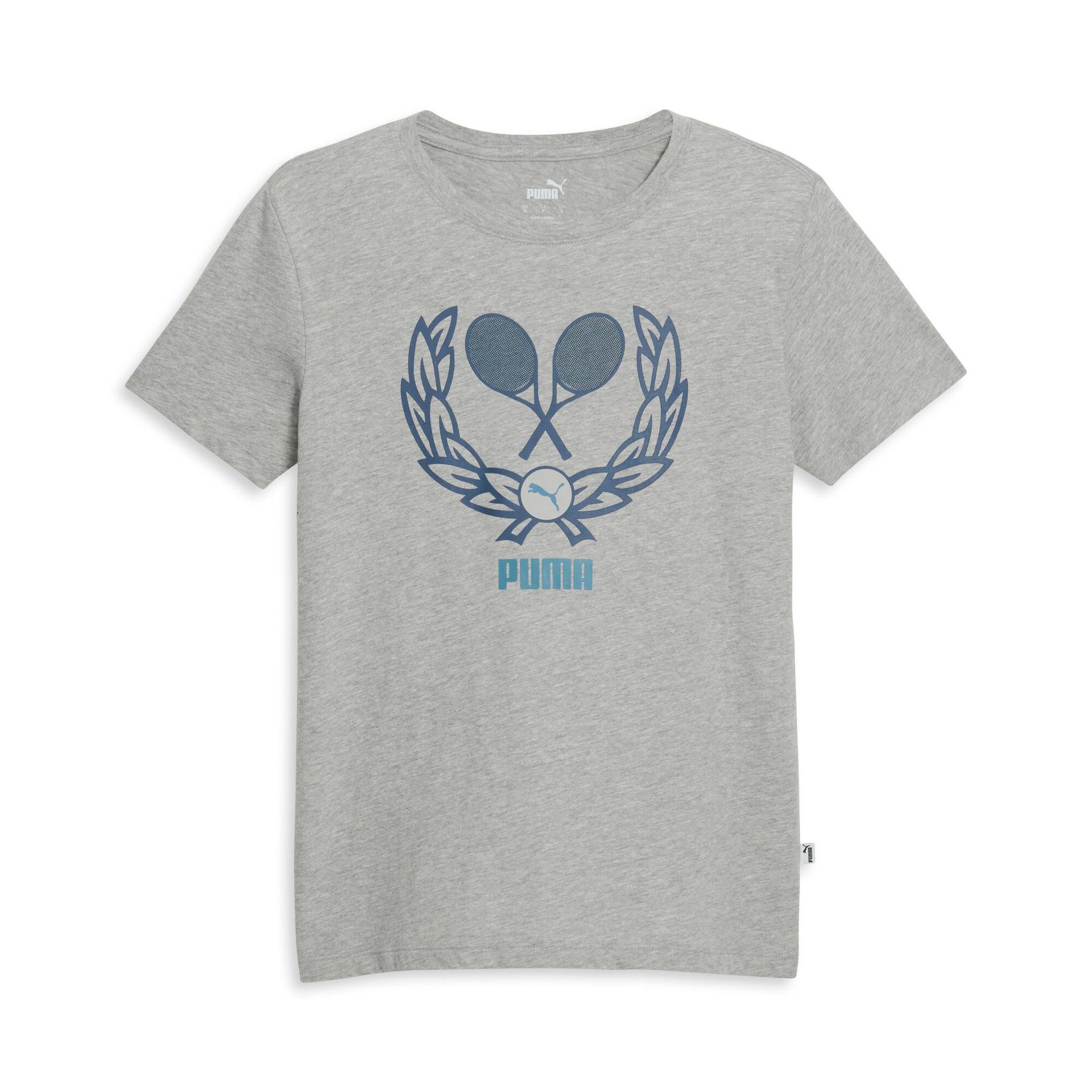 puma racket women's t-shirt in grey, size l