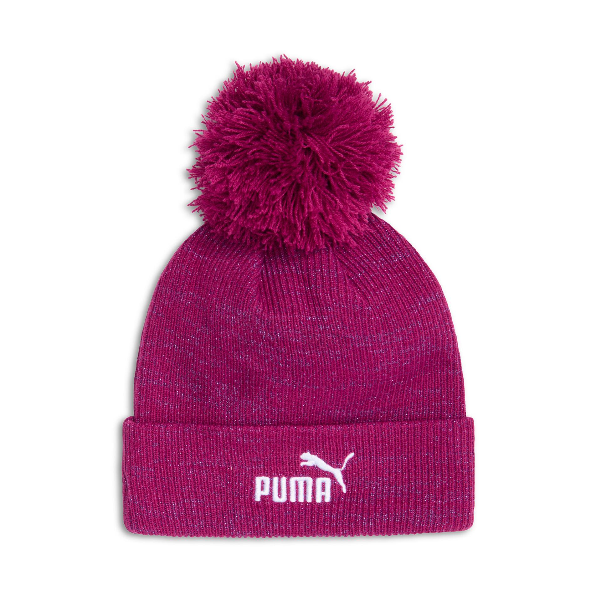 puma ribbed pom pom beanie hat in purple