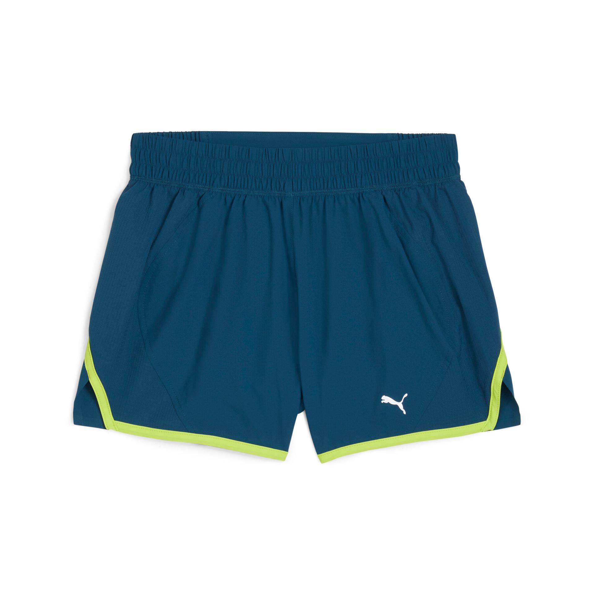 puma run velocity ultraweave 4" women's running shorts in blue, size xxl