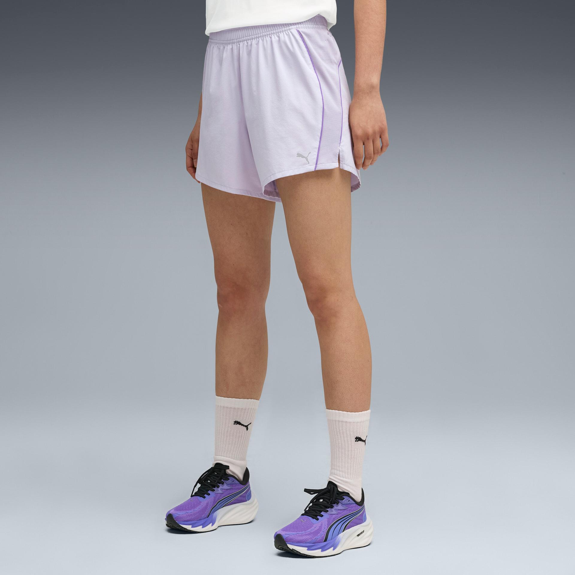 puma run velocity women's 5" running shorts in purple, size l