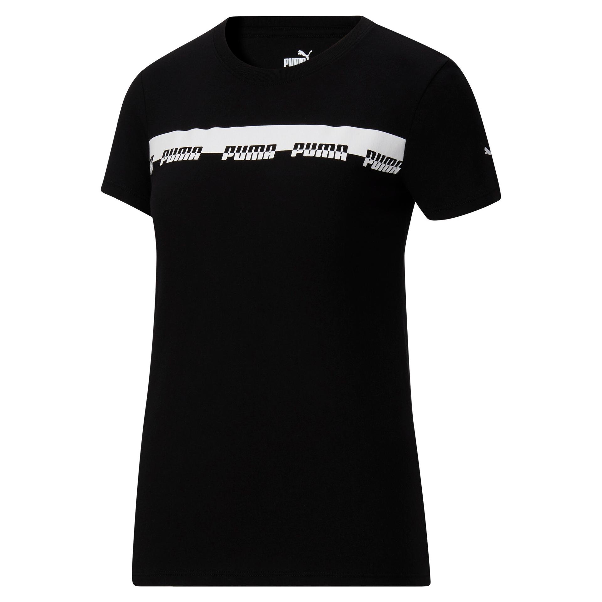 puma script women's t-shirt in black, size xs