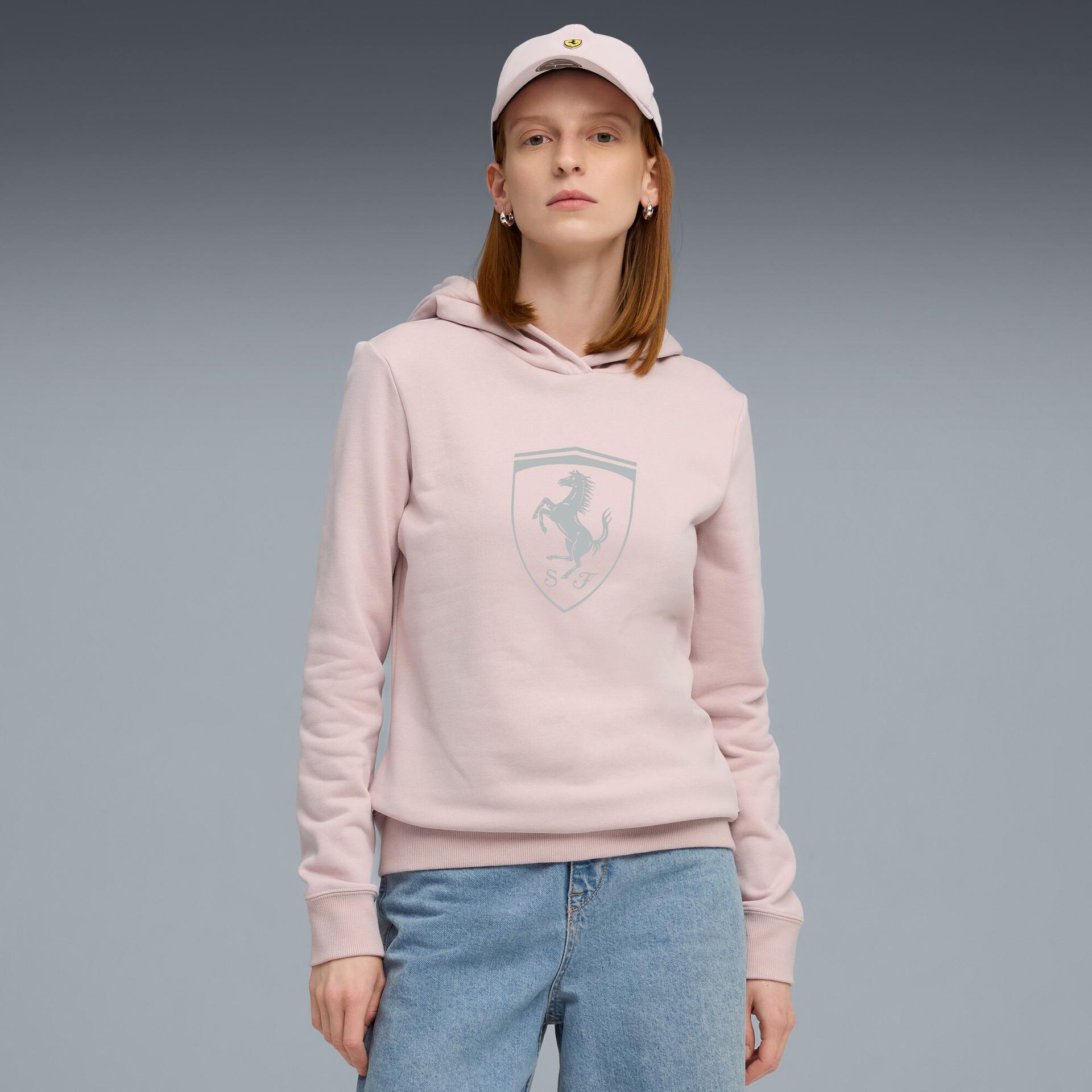 puma scuderia ferrari women's fleece motorsport hoodie shoes in pink, size m