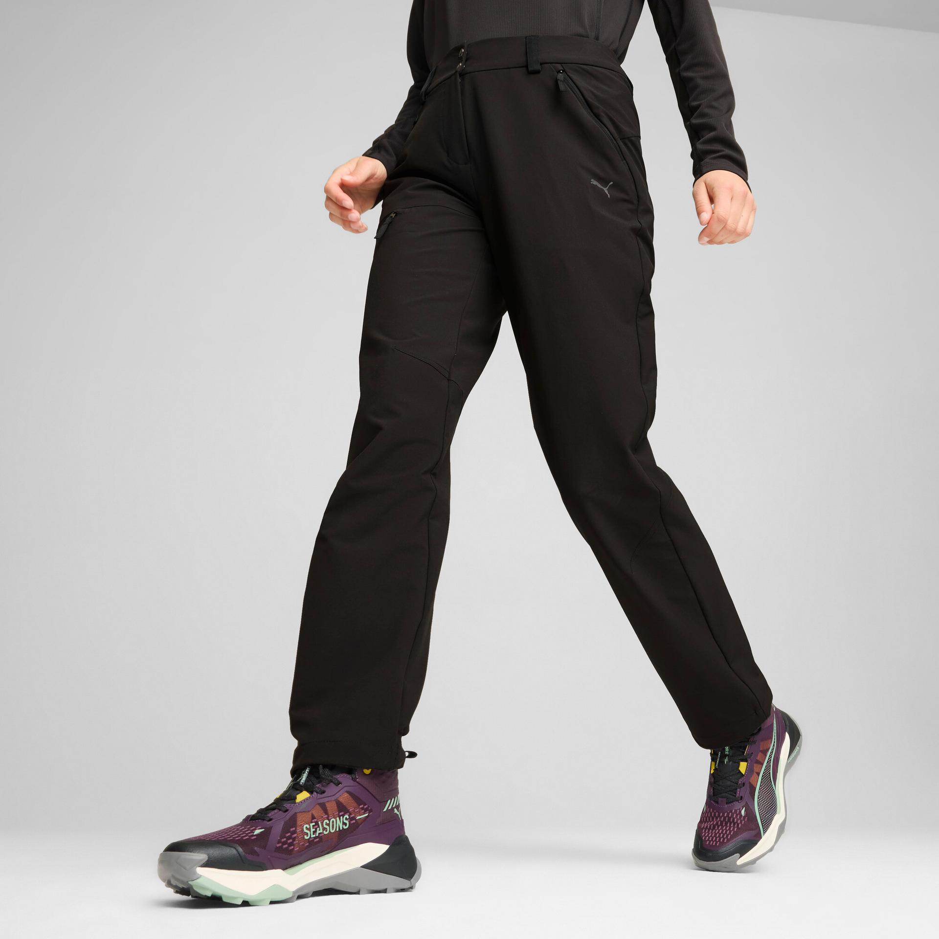 puma seasons women's softshell pants in black, size l
