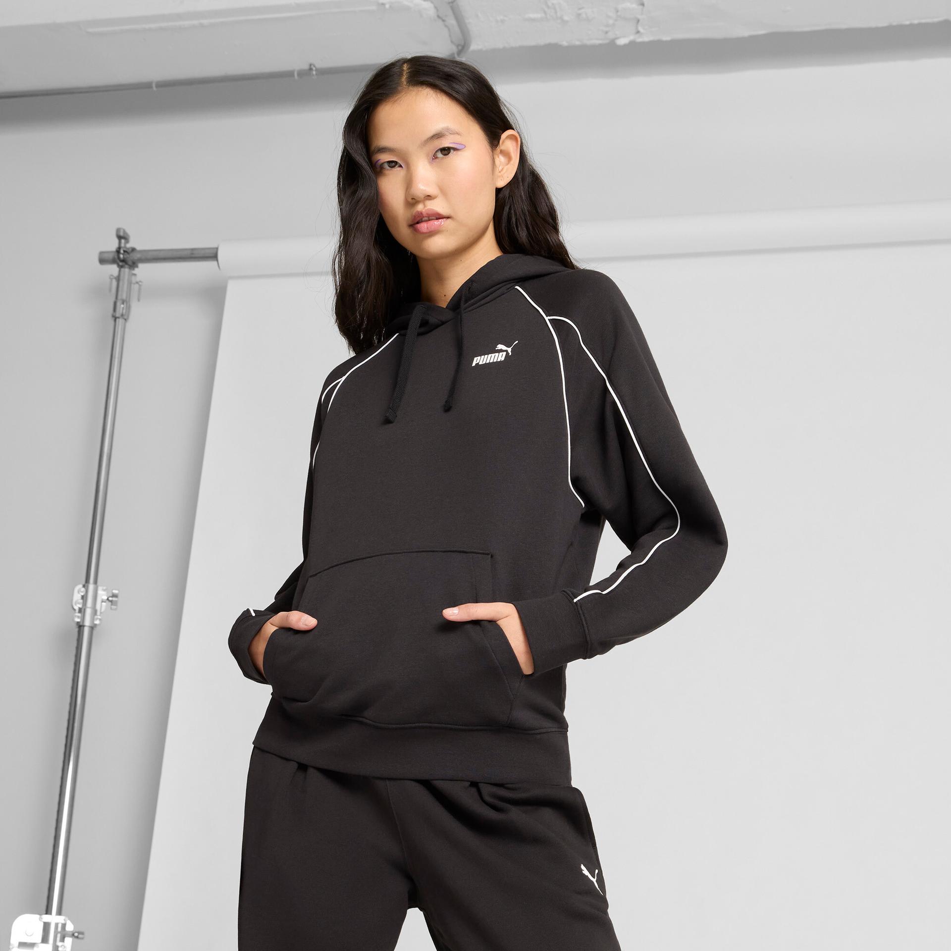 puma sport heritage women's comfort hoodie in black, size m