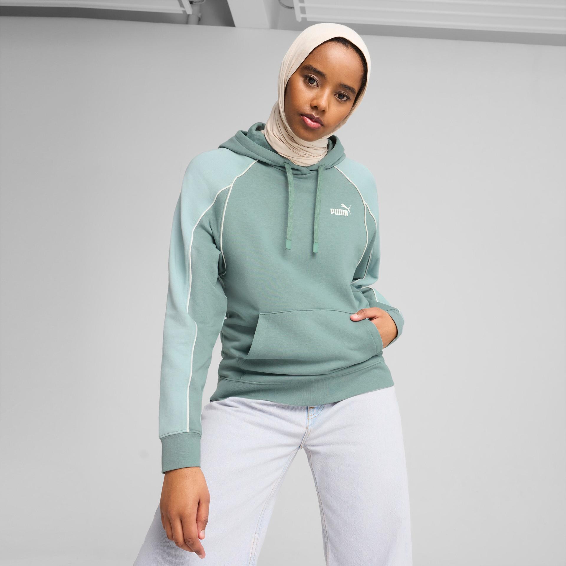 puma sport heritage women's comfort hoodie in green, size xs