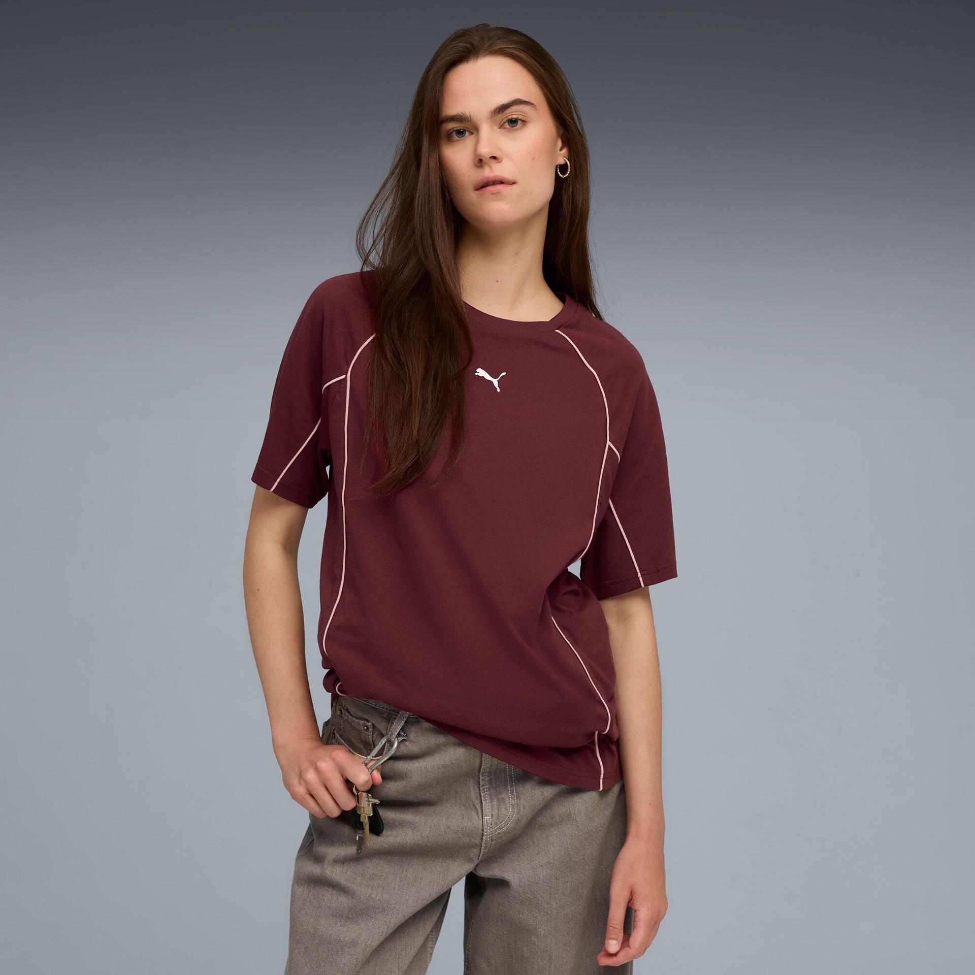 puma sport heritage women's relaxed t-shirt in red, size xl