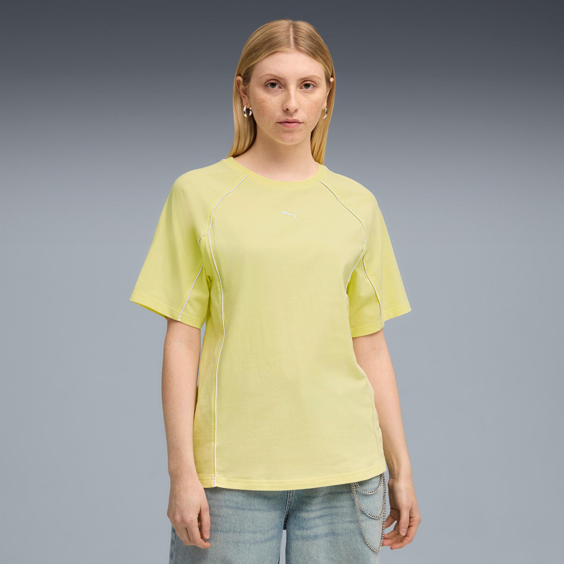 puma sport heritage women's relaxed t-shirt in yellow, size xs