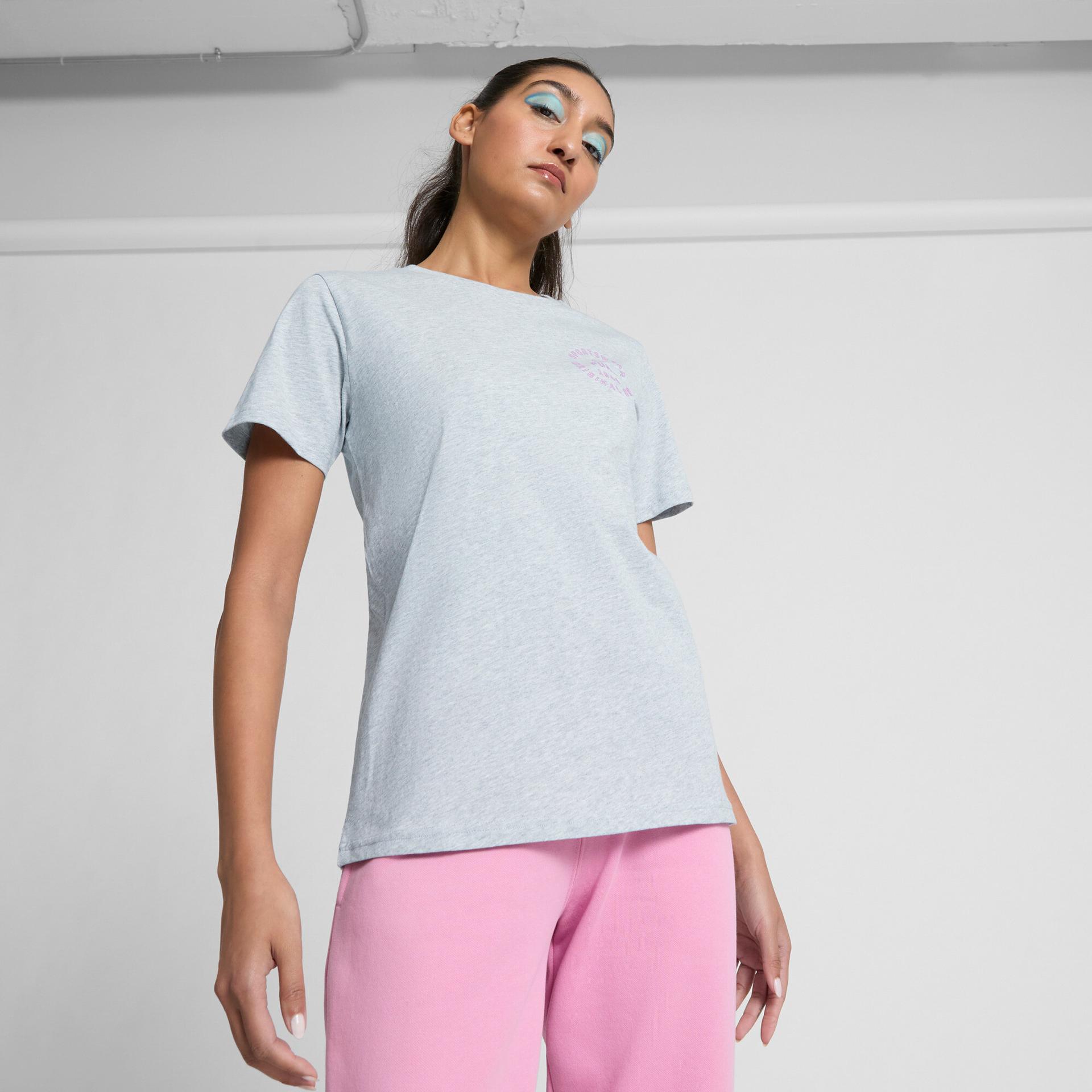 puma sports graphic women's t-shirt in grey, size l