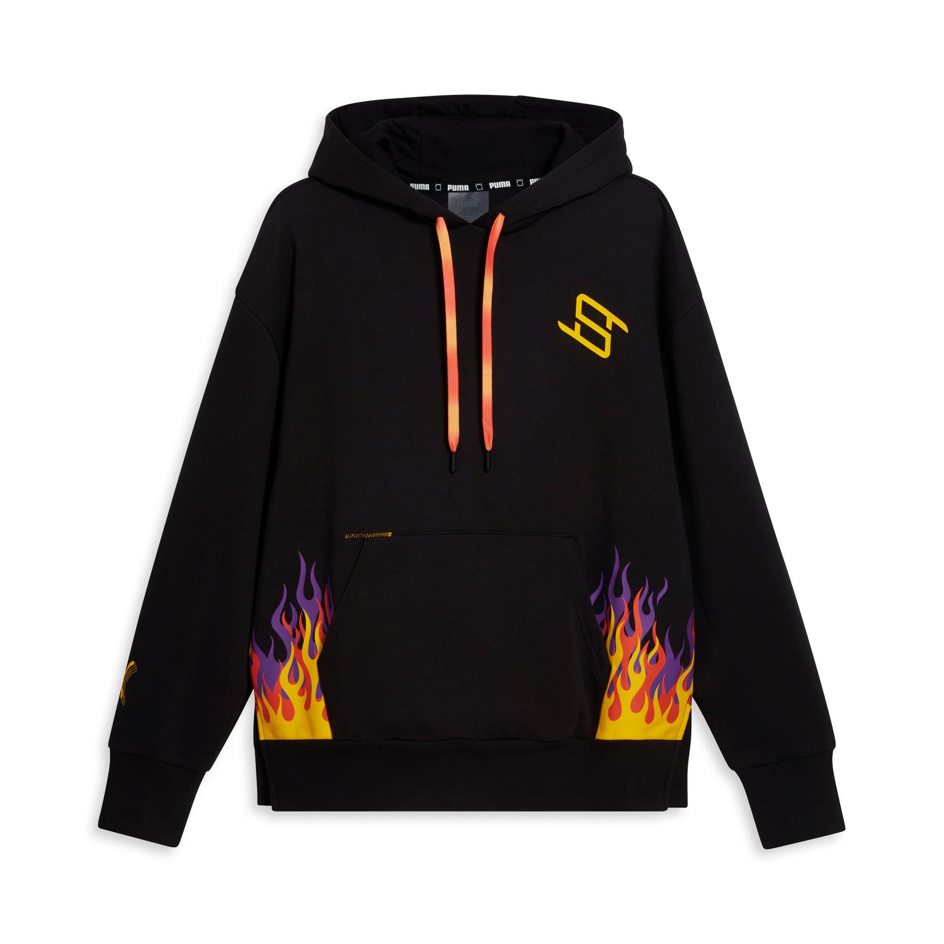 puma stewie x fire women's basketball hoodie in black, size xl