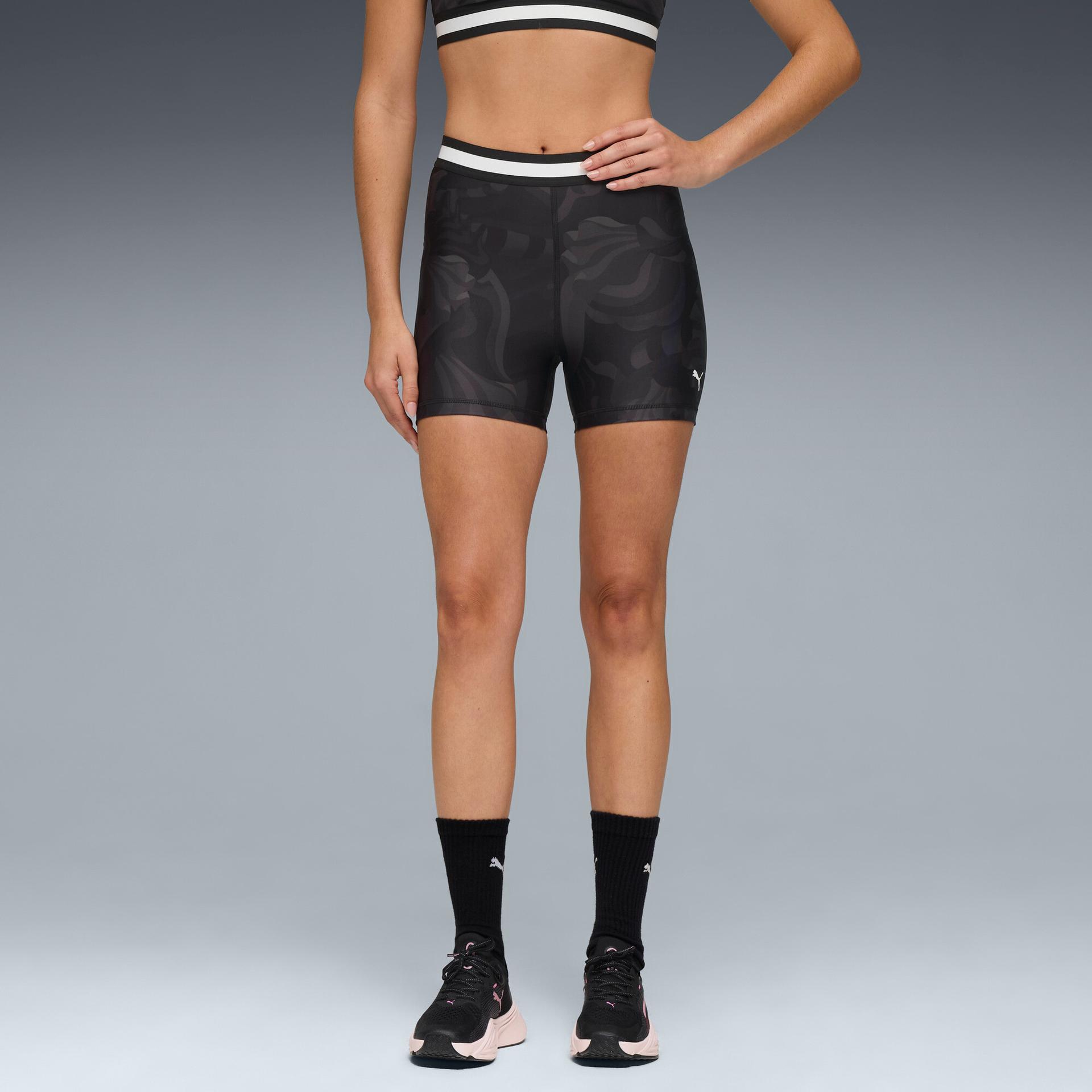 puma strong women's high-waist 4" training tights in black, size l