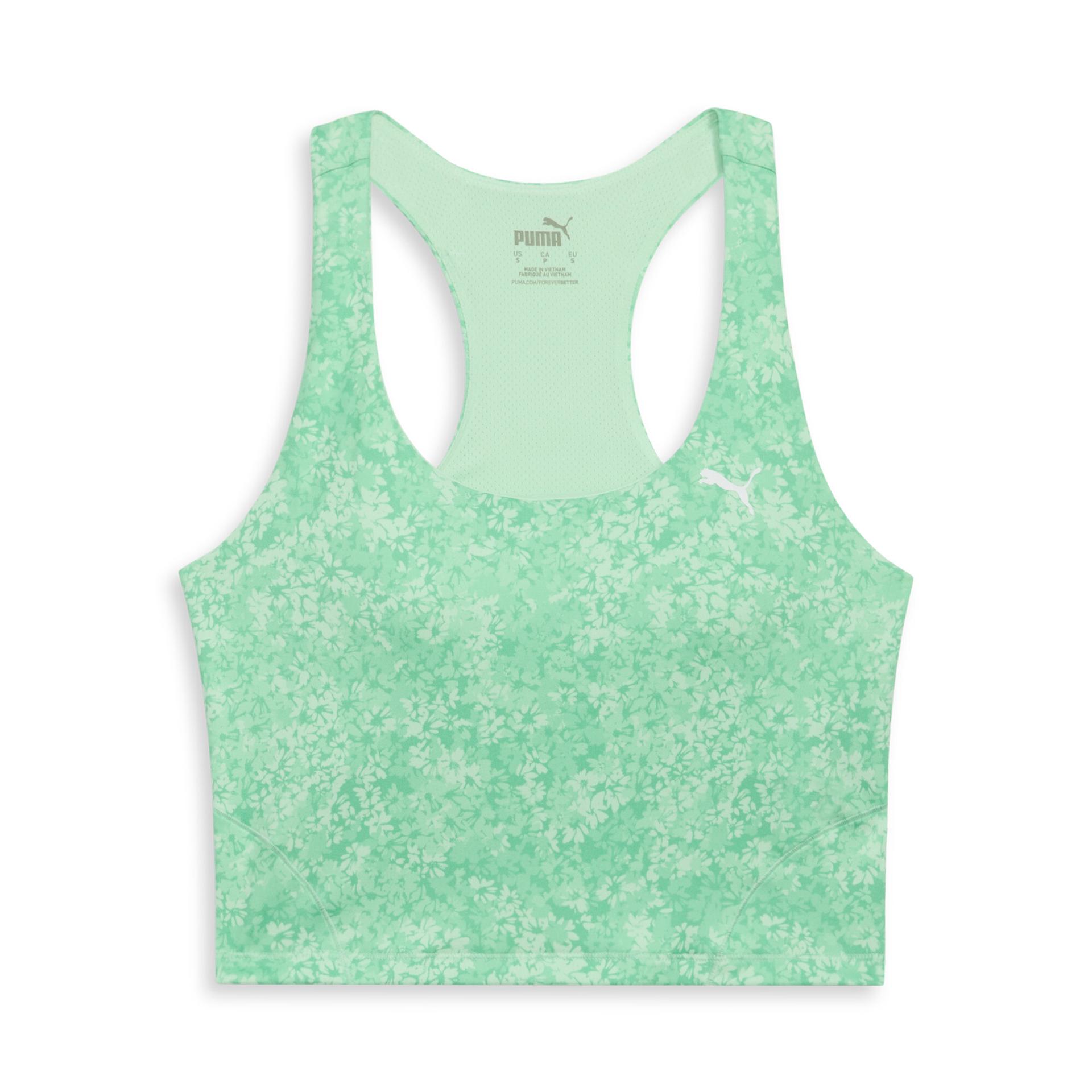 puma studio 2-in-1 women's training crop tank top in green, size s