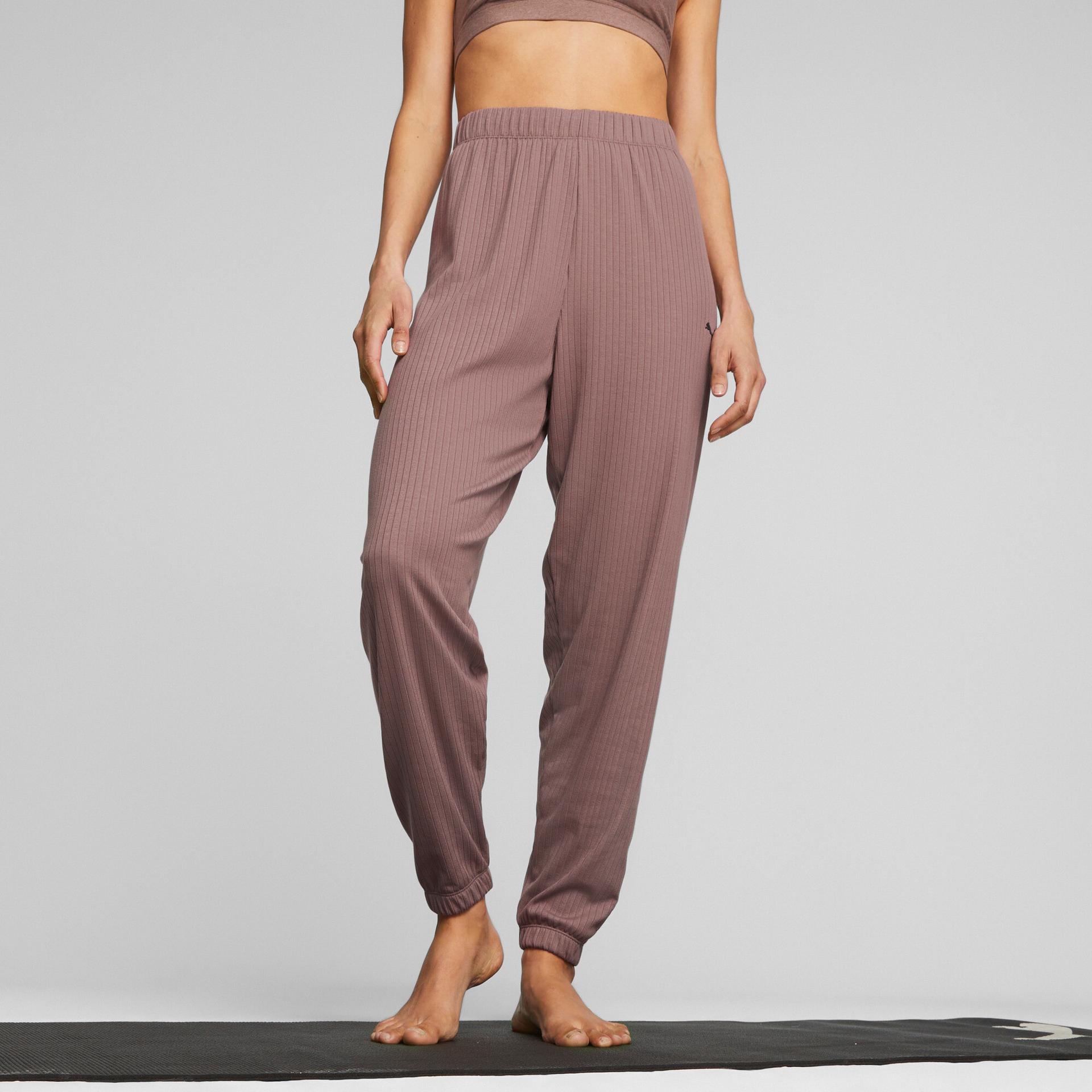 puma studio unwind women's training joggers pant in brown, size m