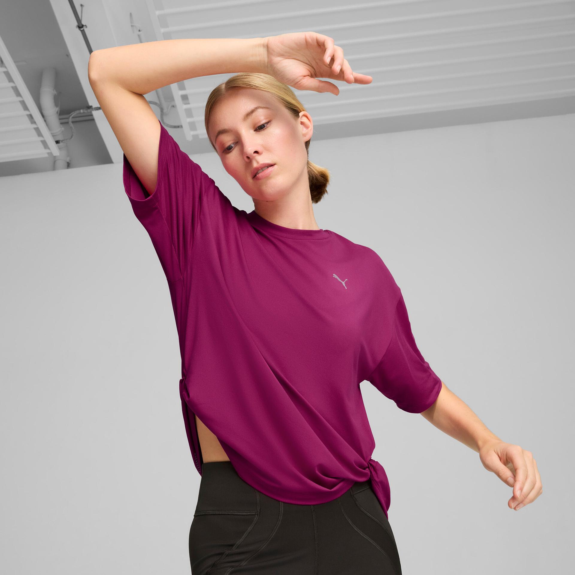 puma studio women's twist t-shirt in pink, size m
