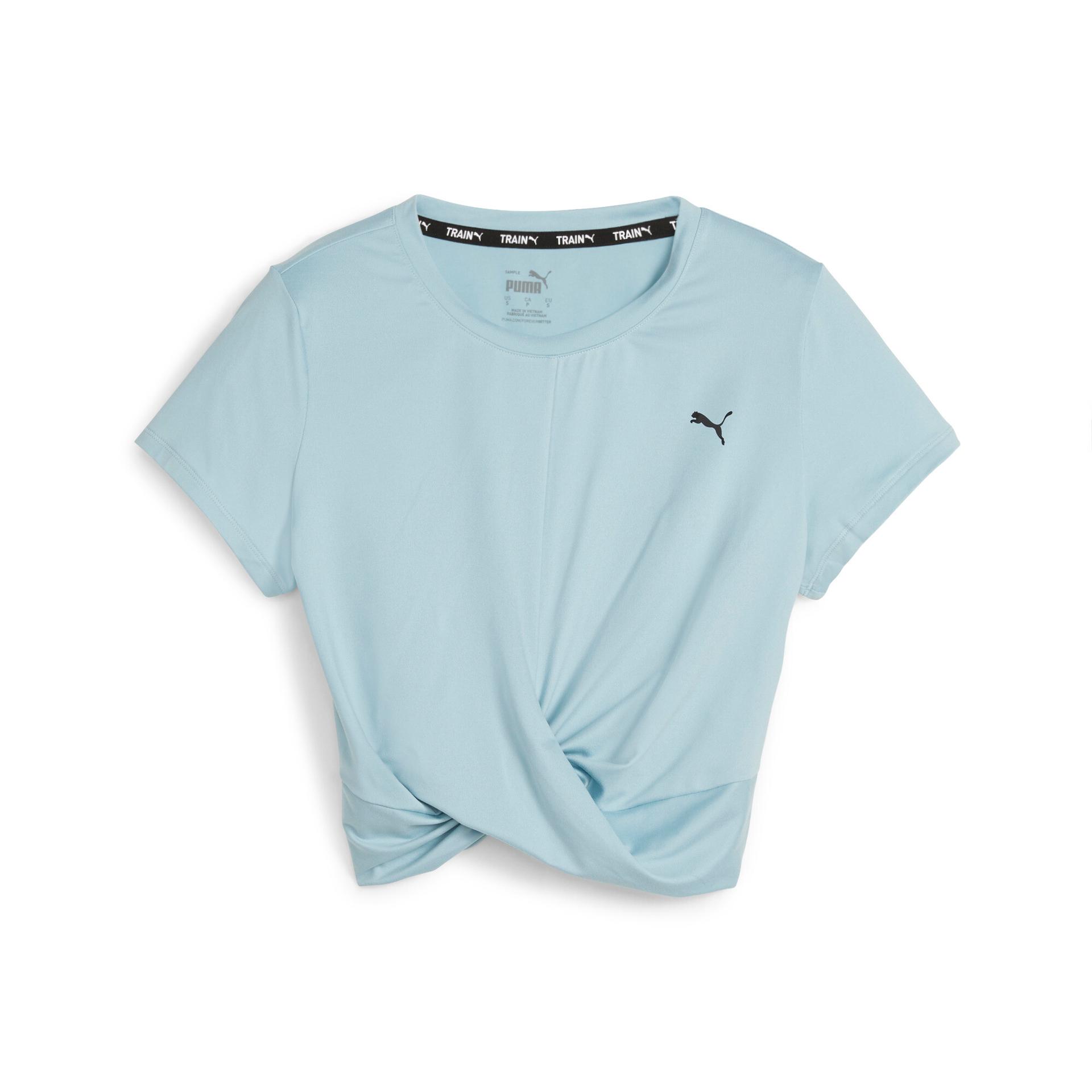 puma studio yogini lite twist women's training t-shirt in blue, size xs