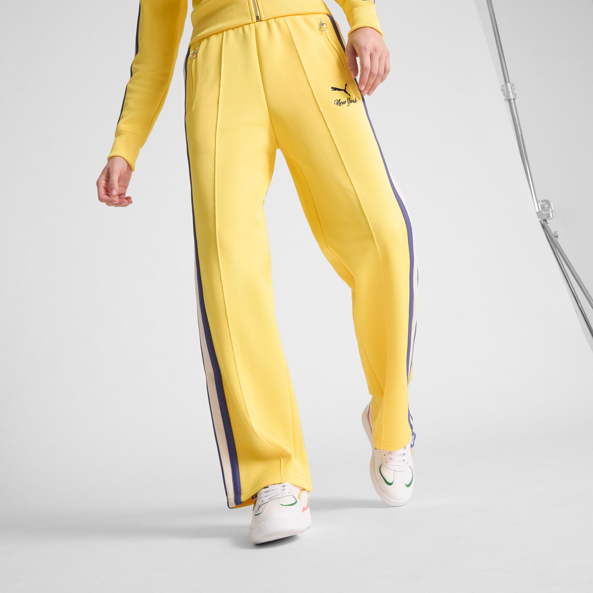puma t7 bright lights nyc flagship women's track pants in yellow, size l