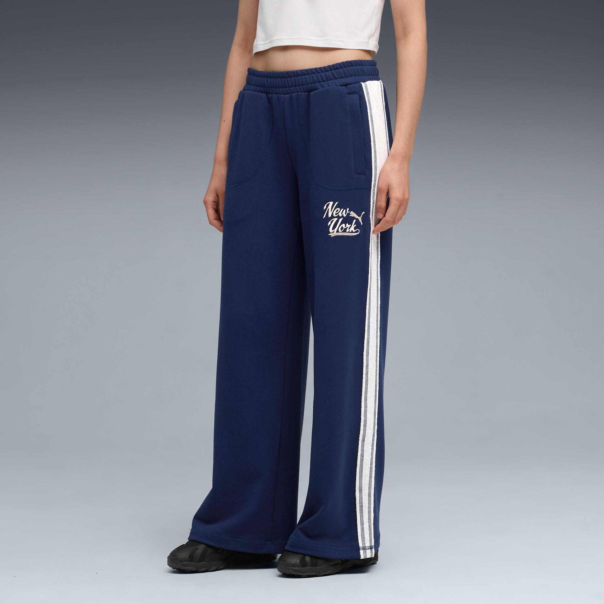 puma t7 nyc women's track pants in blue, size l