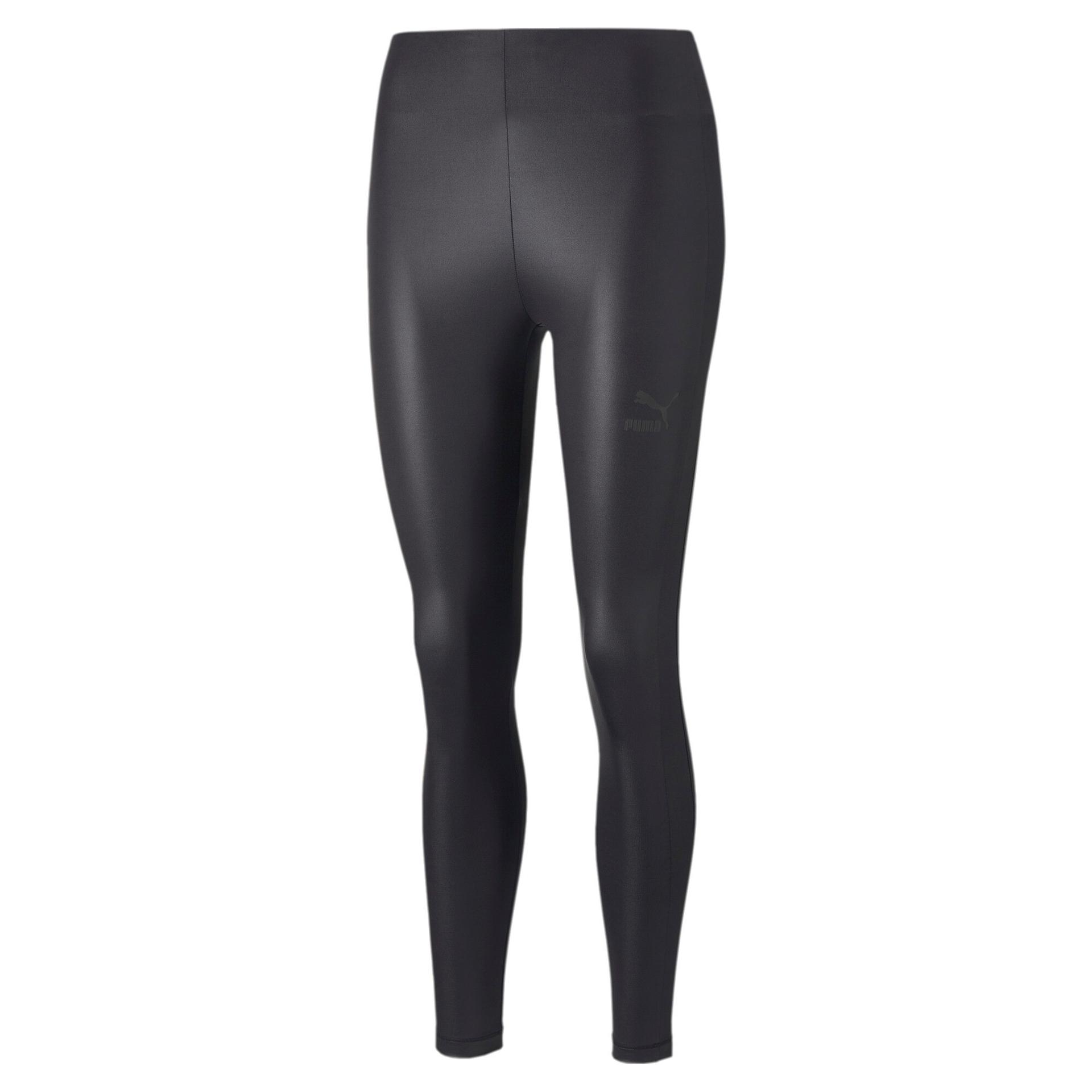 puma t7 shiny women's high waist leggings in black, size l