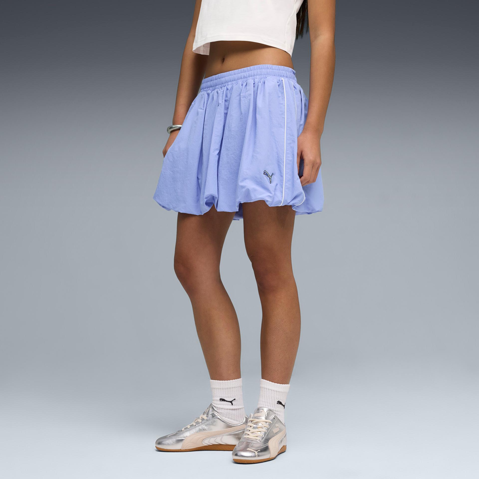 puma t7 women's balloon skirt in purple, size s