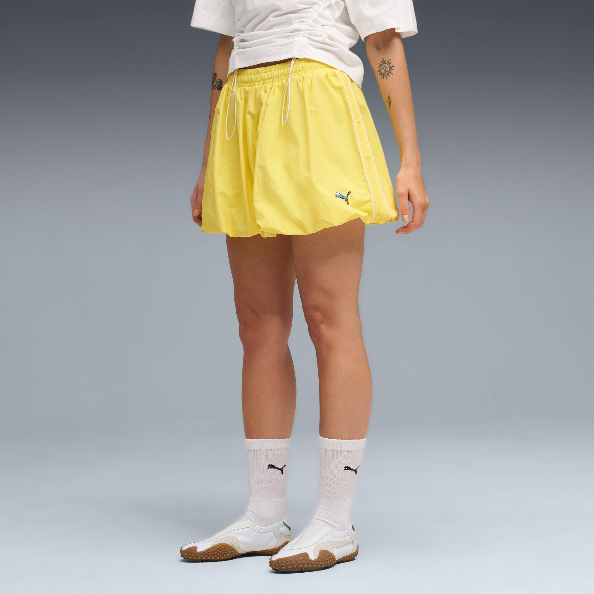 puma t7 women's balloon skirt in yellow, size s