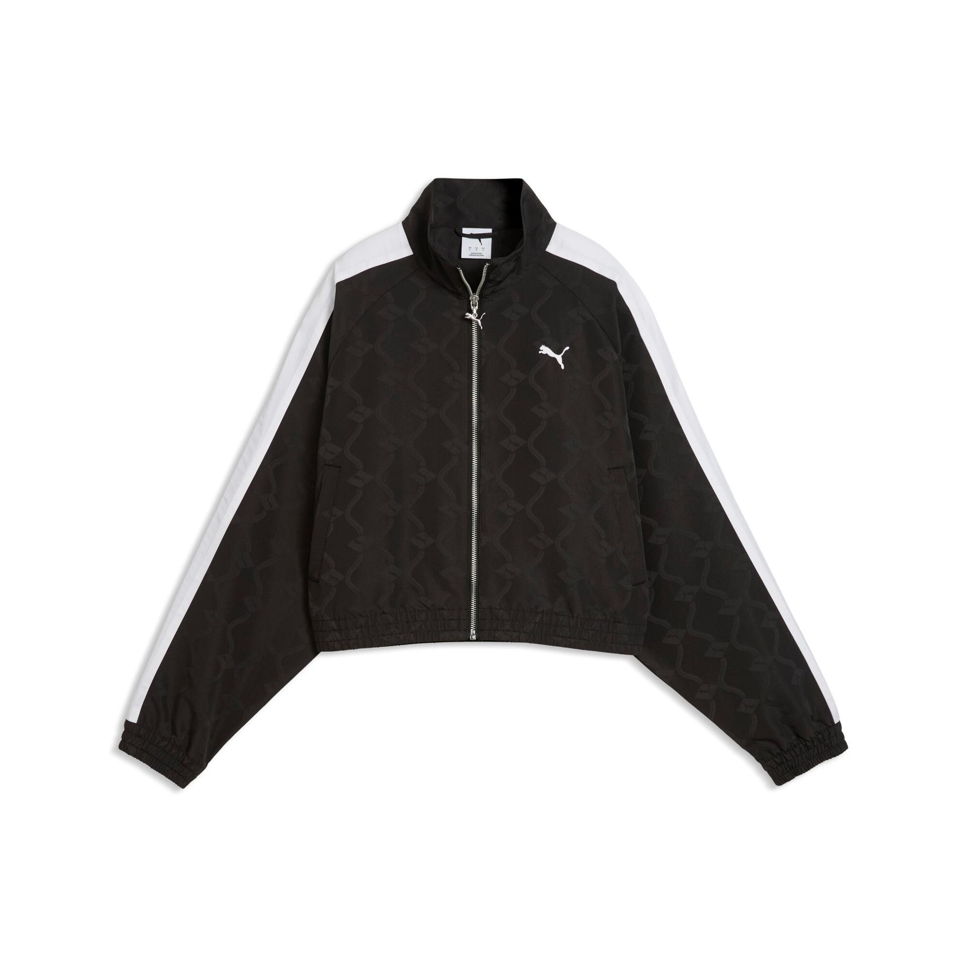 puma t7 women's jacquard track jacket in black, size m