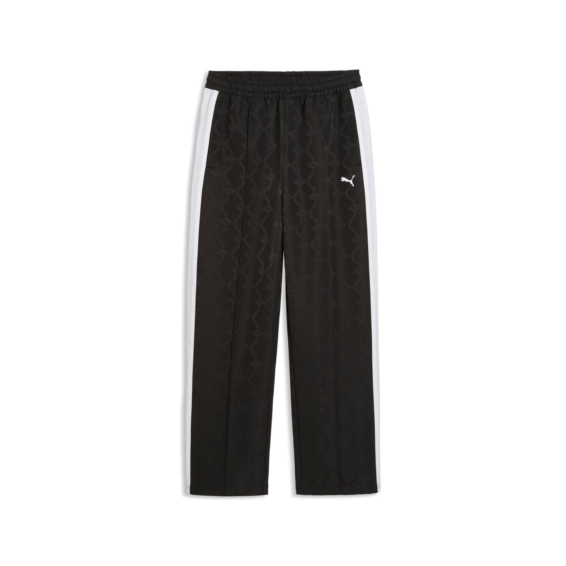 puma t7 women's jacquard track pants in black, size xs