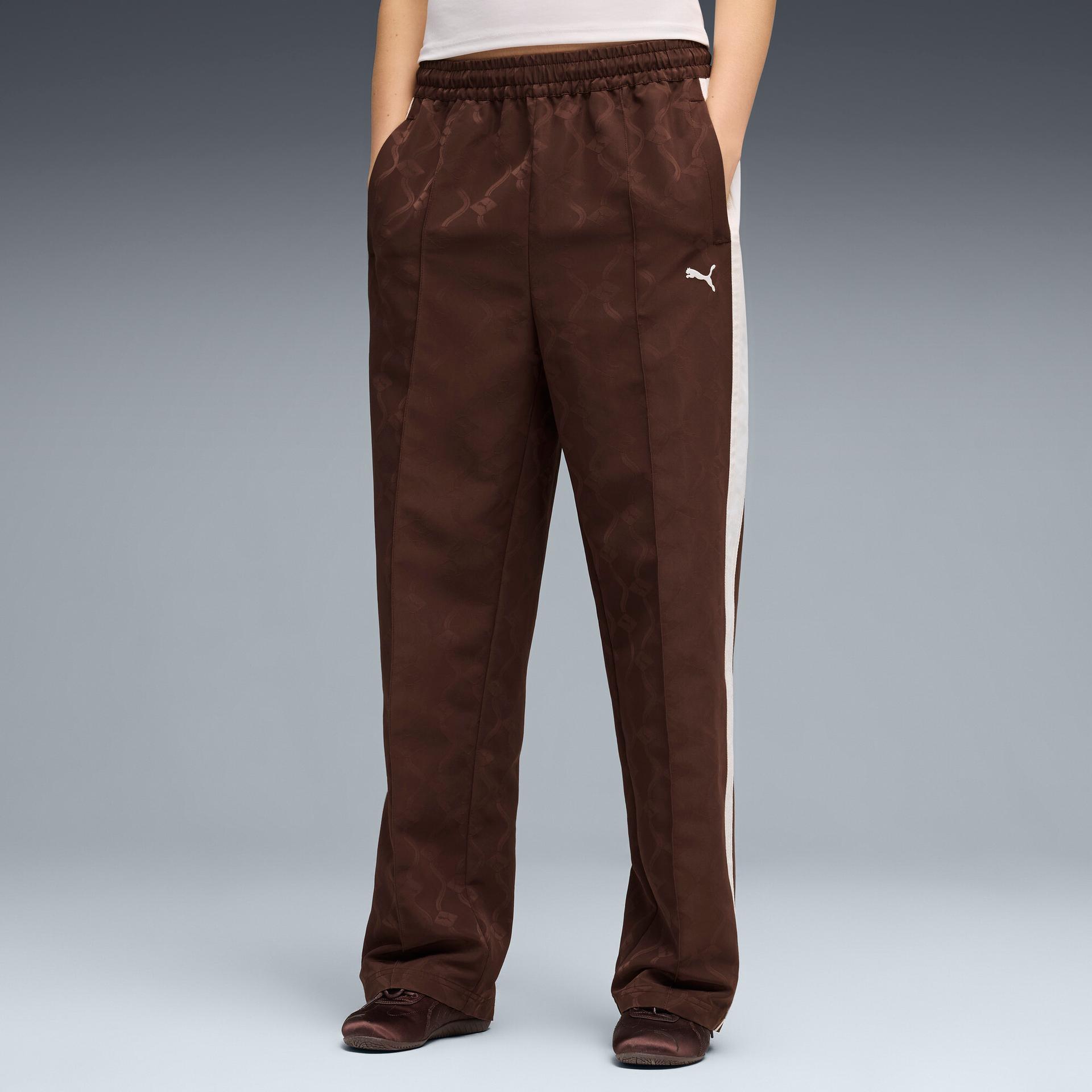 puma t7 women's jacquard track pants in brown, size xs