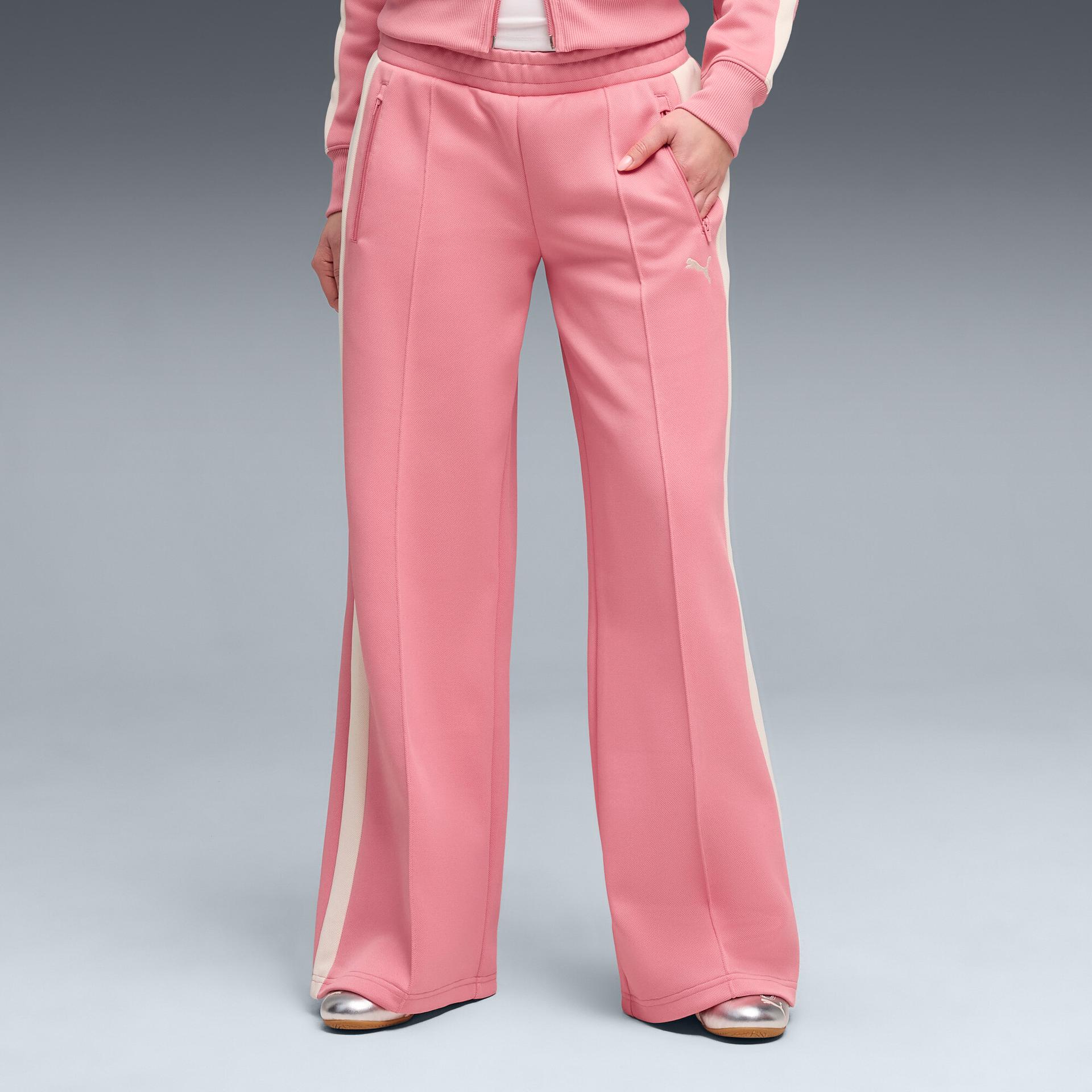 puma t7 women's low rise track pants in pink, size xxs