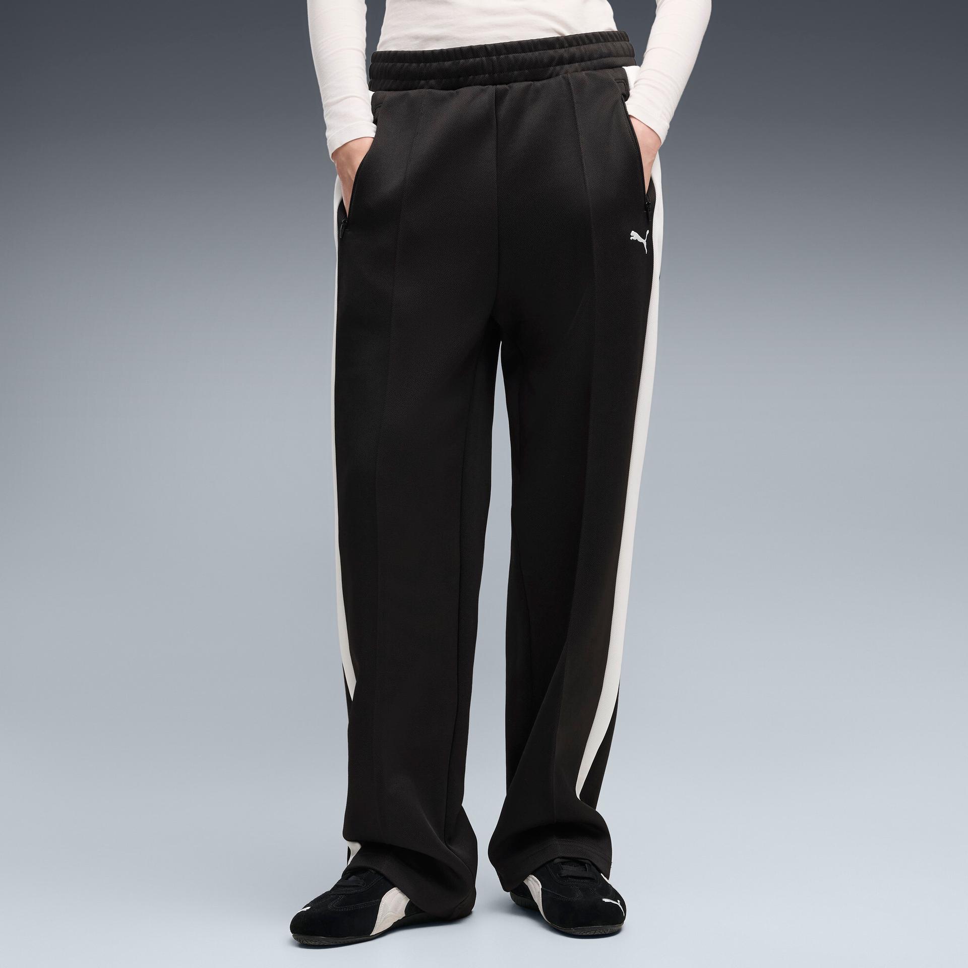 puma t7 women's straight track pants in black, size 3xl