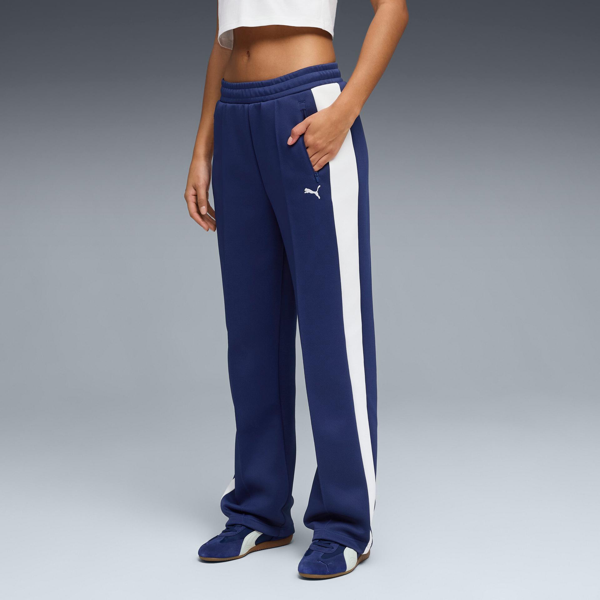puma t7 women's straight track pants in blue, size xl