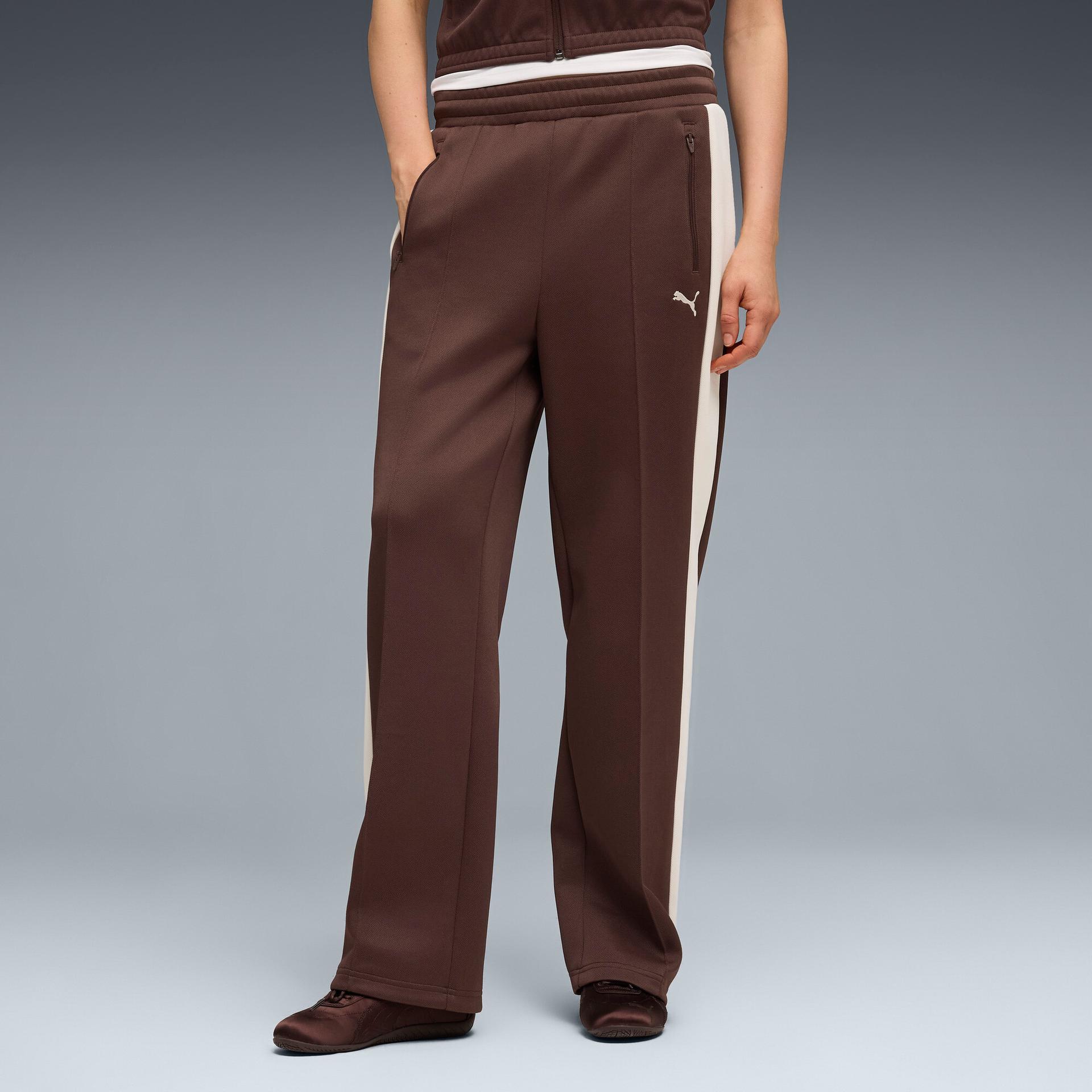 puma t7 women's straight track pants in brown, size xxs