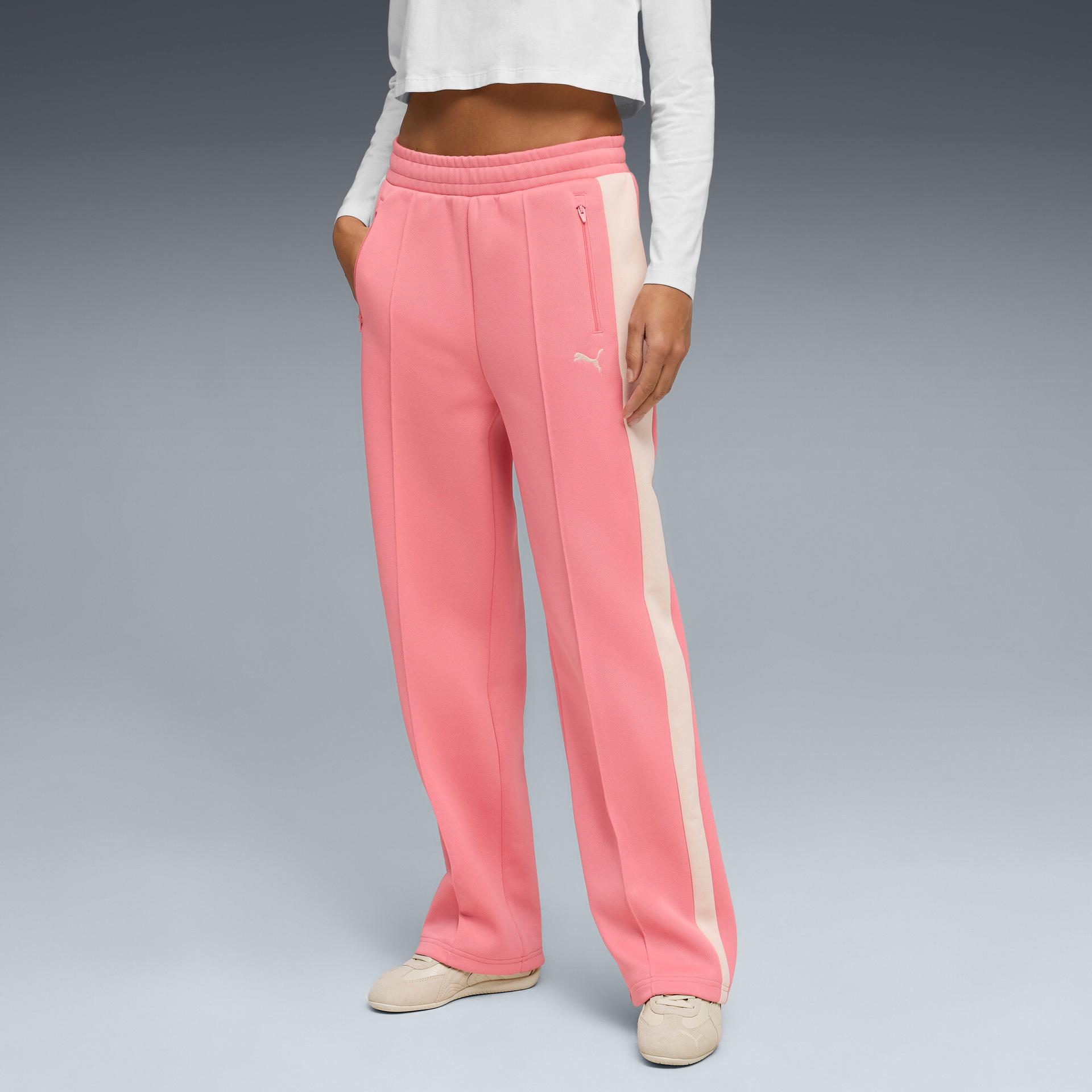 puma t7 women's straight track pants in pink, size s