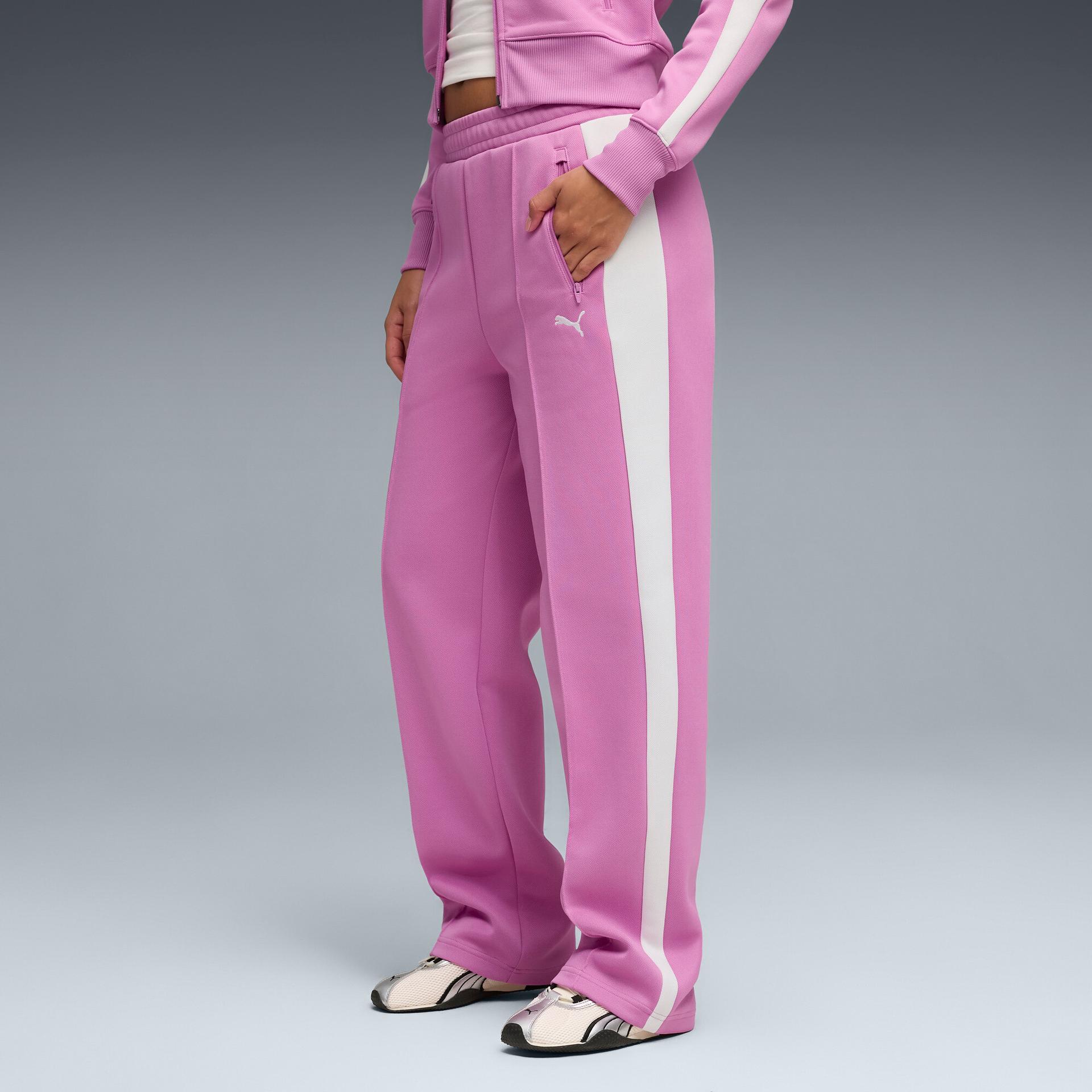 puma t7 women's straight track pants in pink, size s