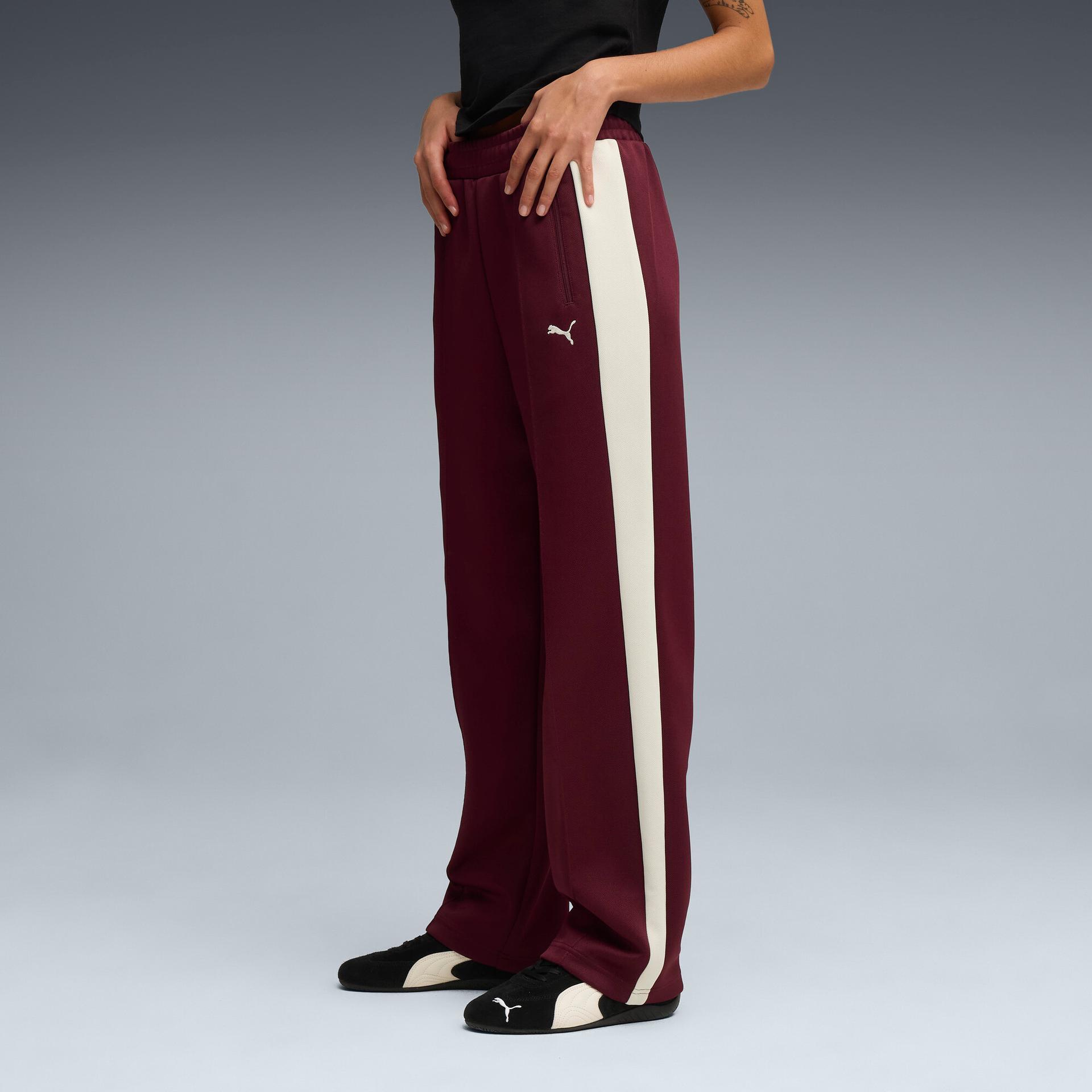 puma t7 women's straight track pants in red, size xxl
