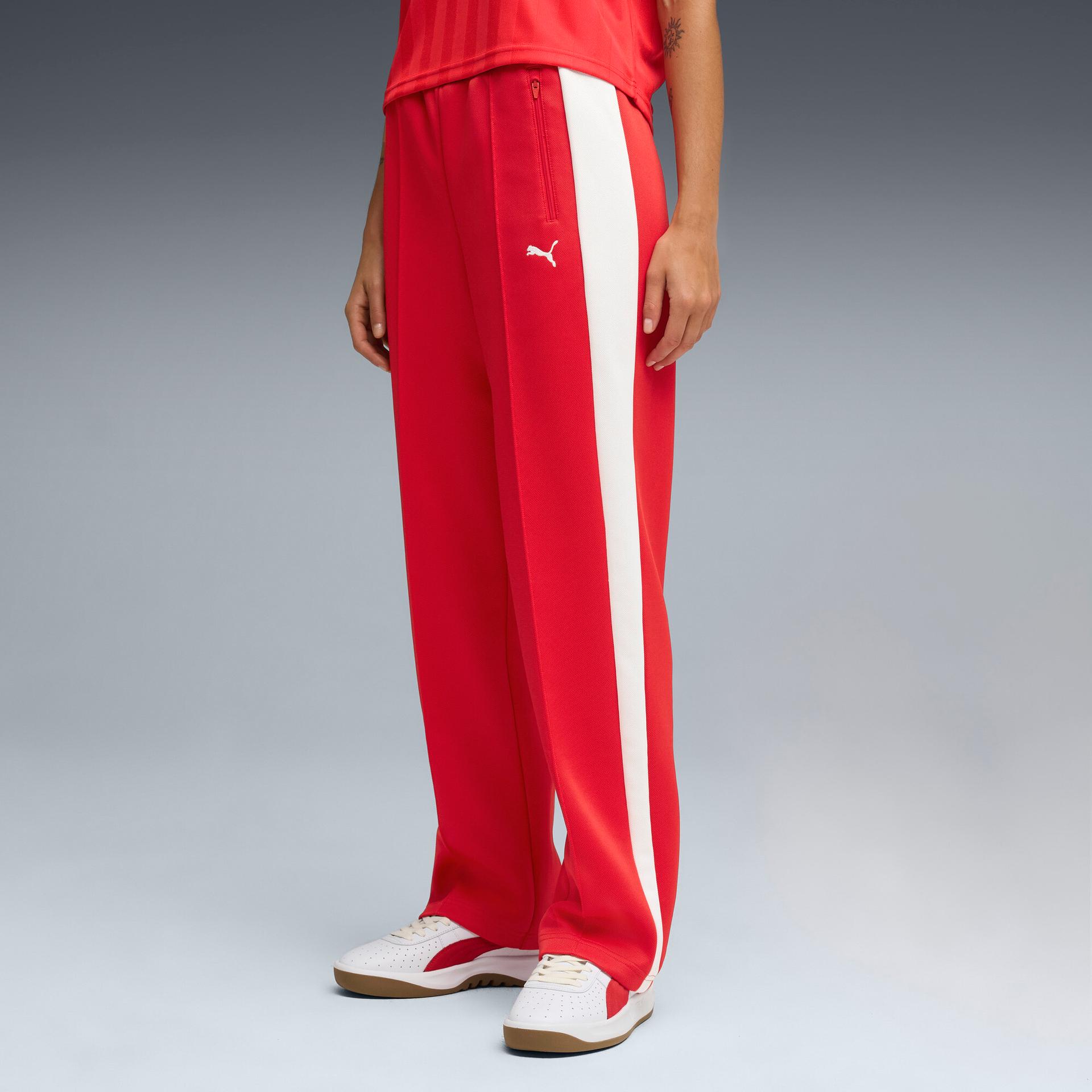 puma t7 women's straight track pants in red, size xxs