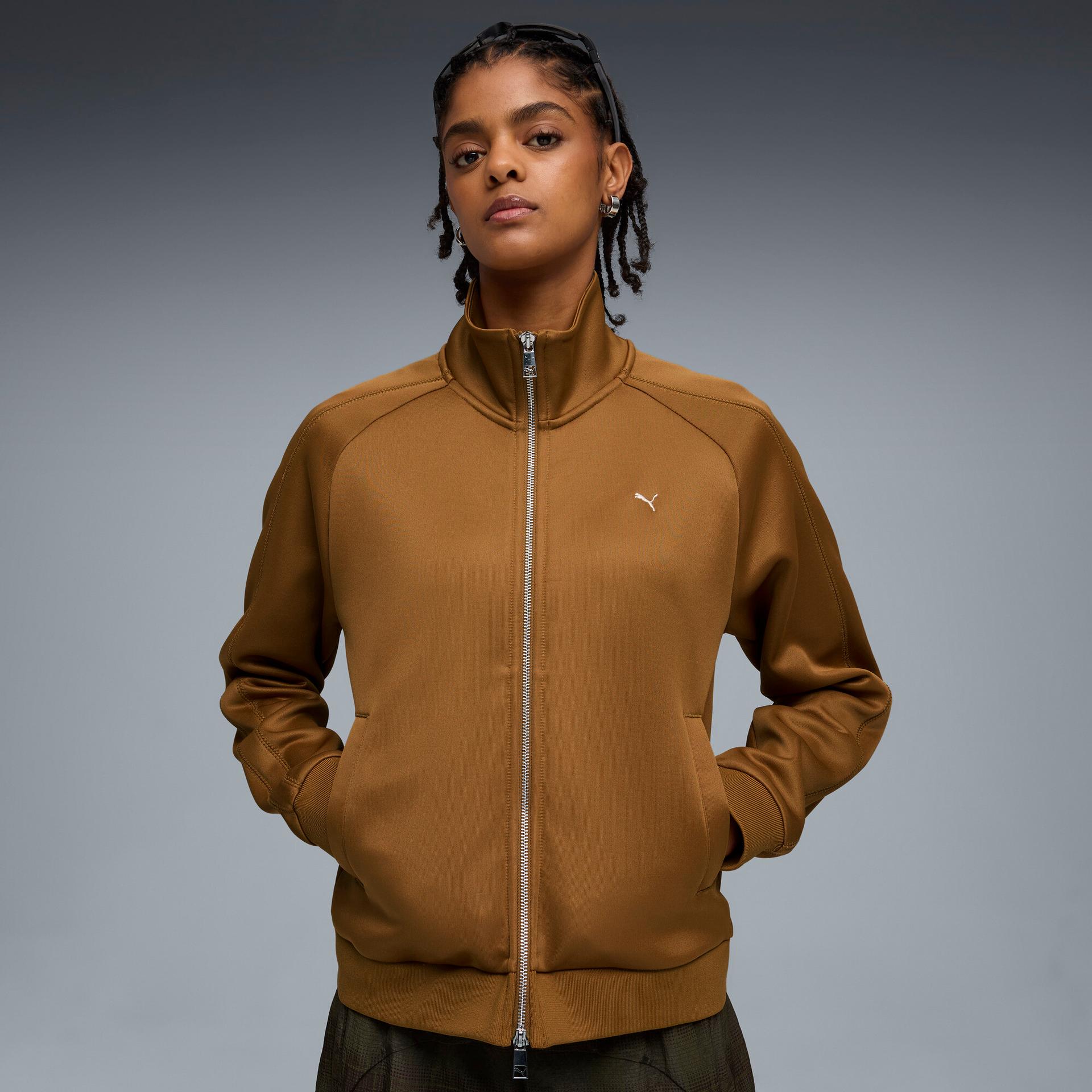 puma t7 women's track jacket in brown, size xxs