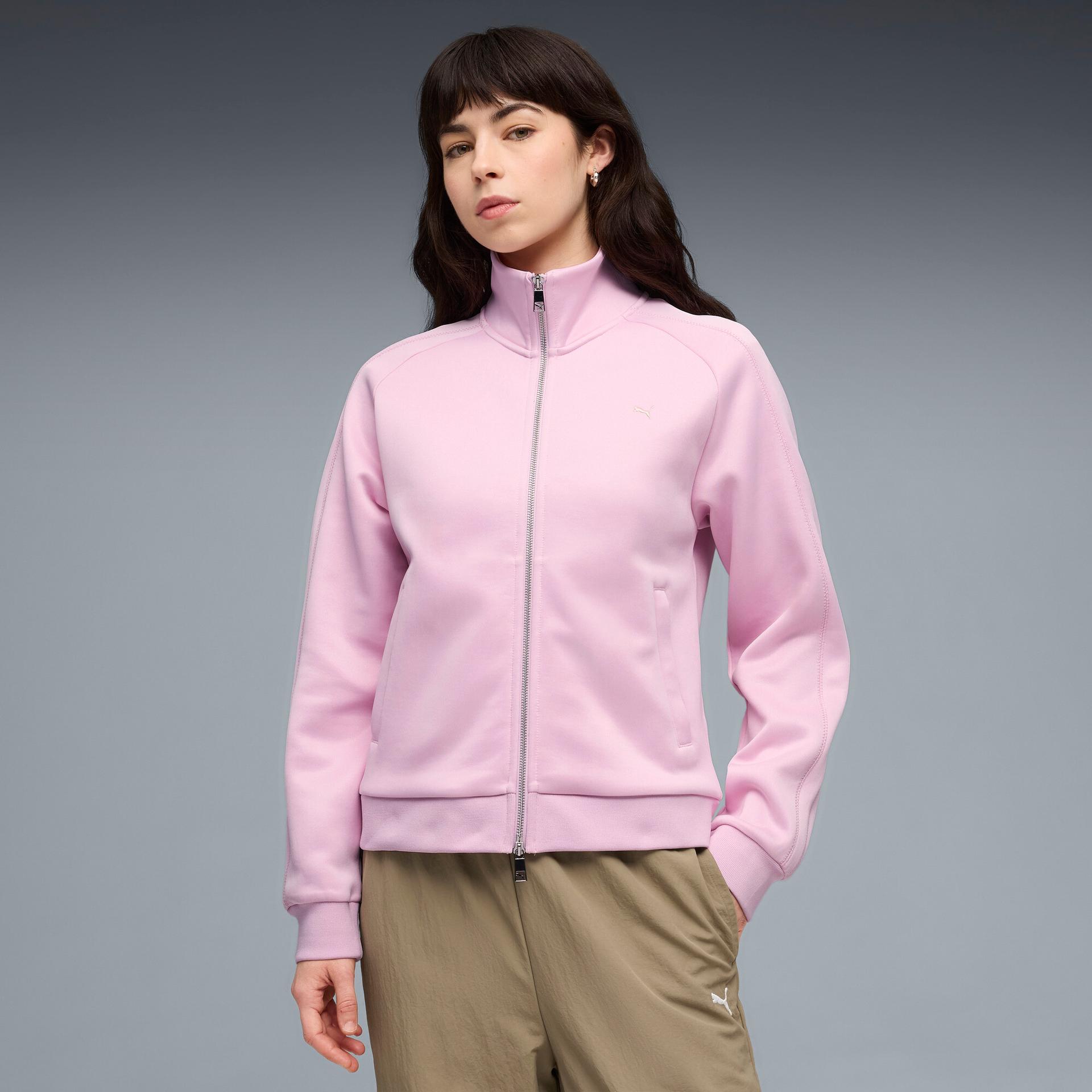 puma t7 women's track jacket in pink, size s