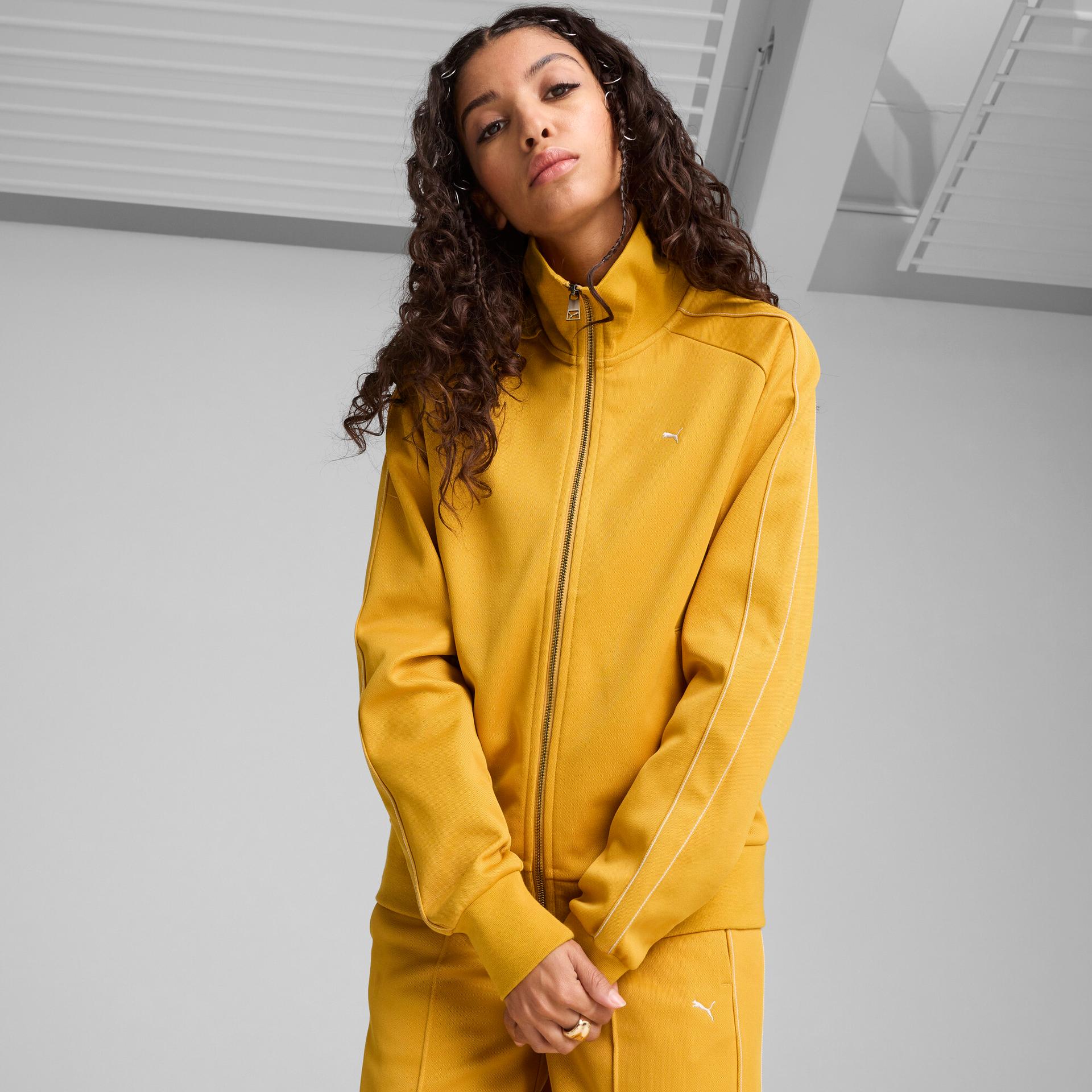 puma t7 women's track jacket in yellow, size xl