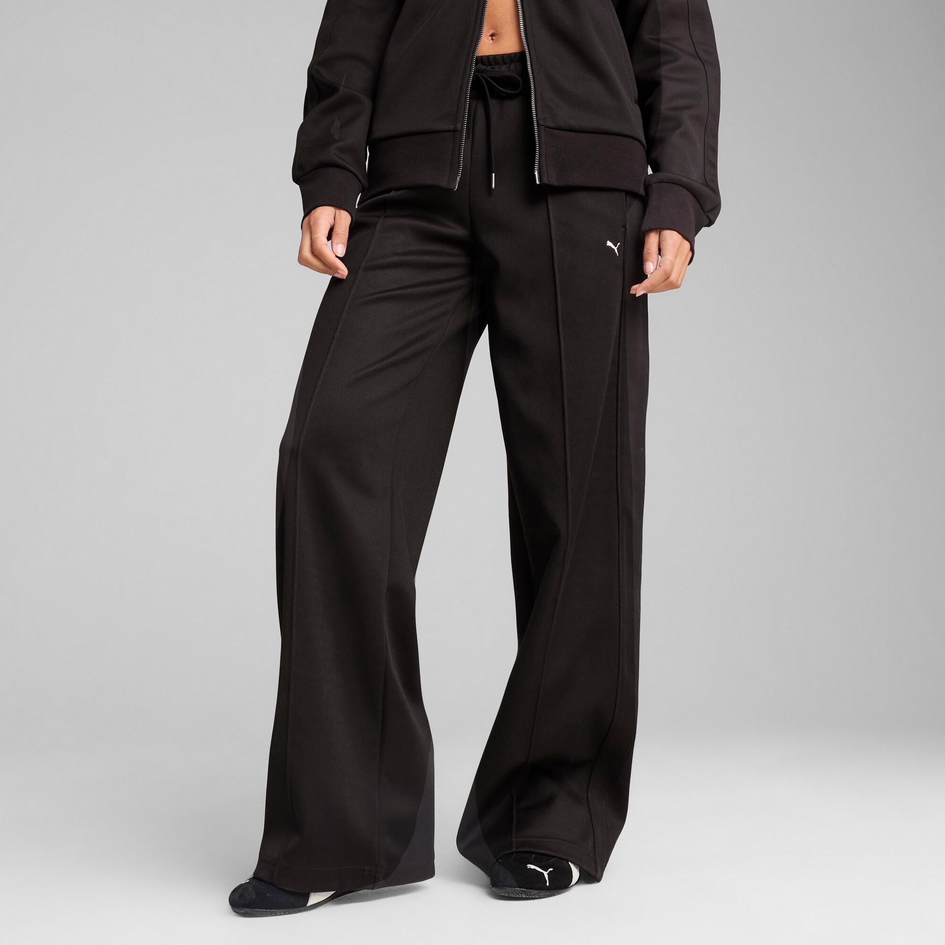 puma t7 women's track pants in black, size xs