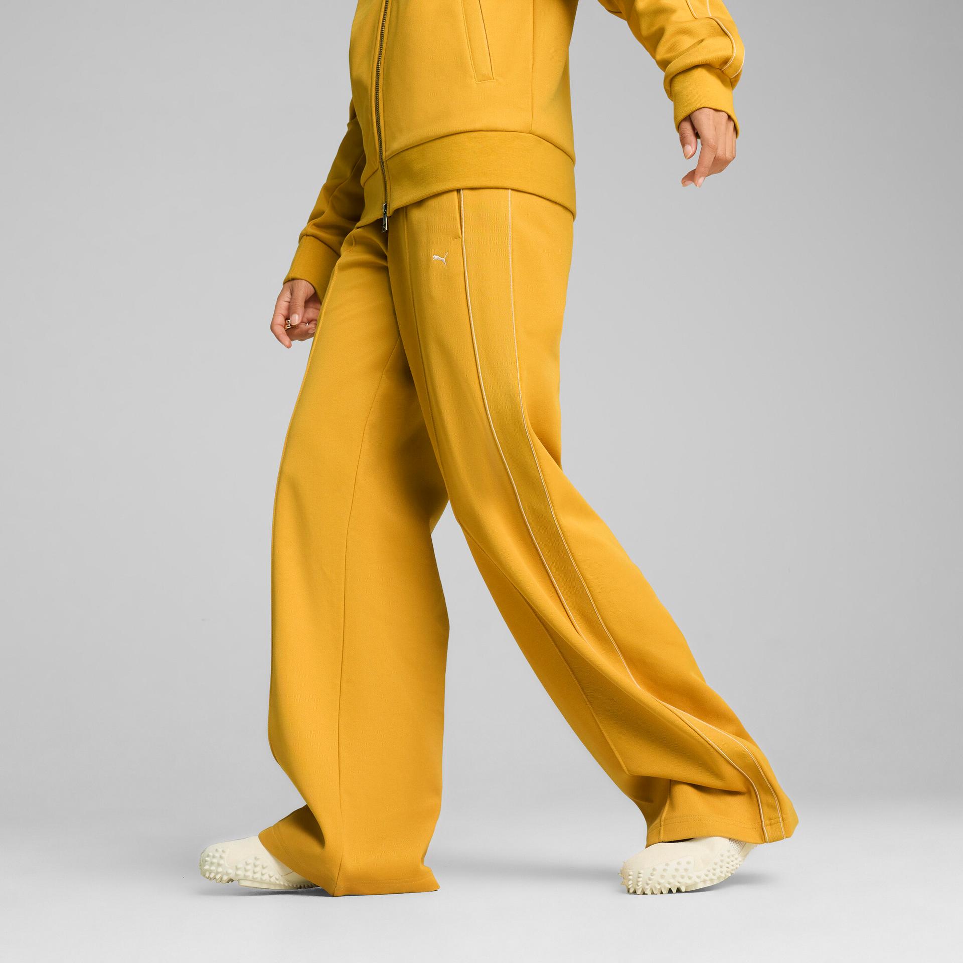 puma t7 women's track pants in yellow, size xxs