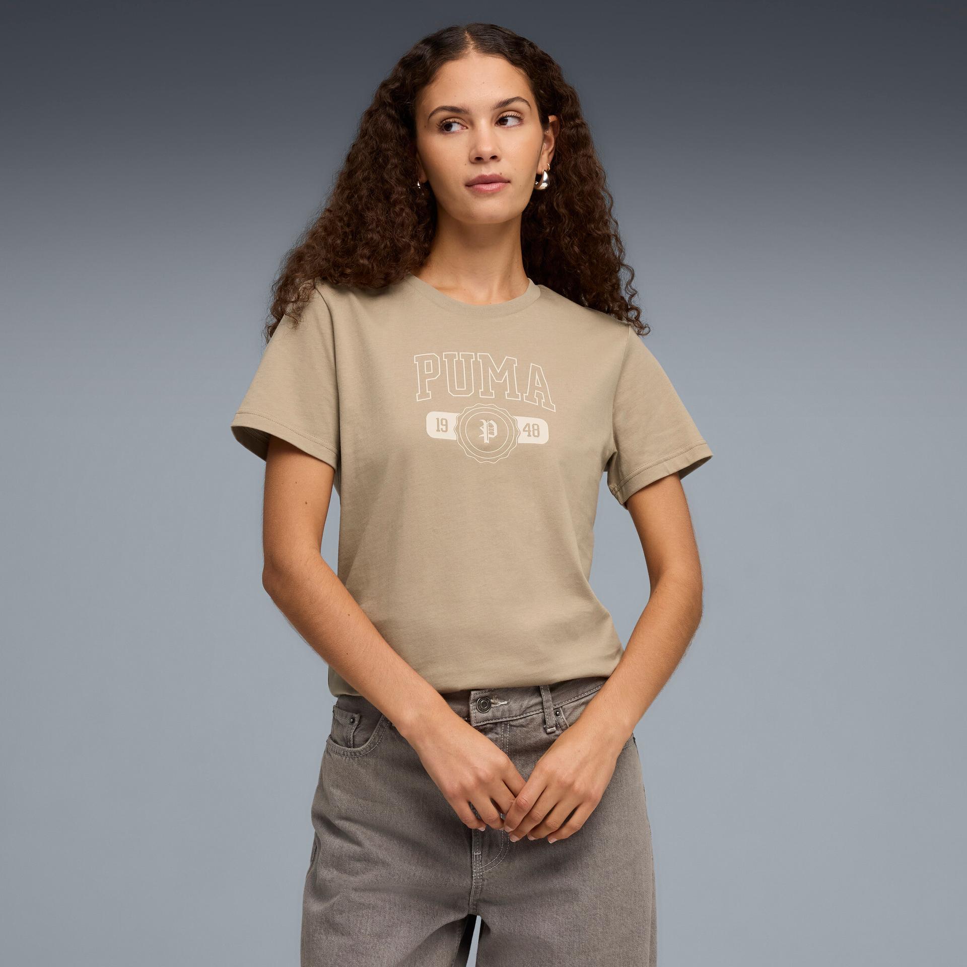 puma throwback women's t-shirt in beige, size s