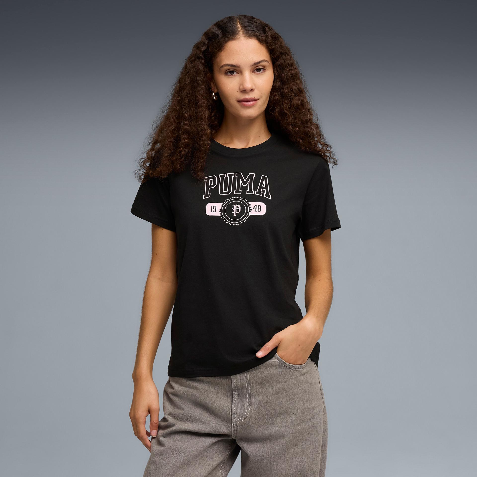puma throwback women's t-shirt in black, size xxl
