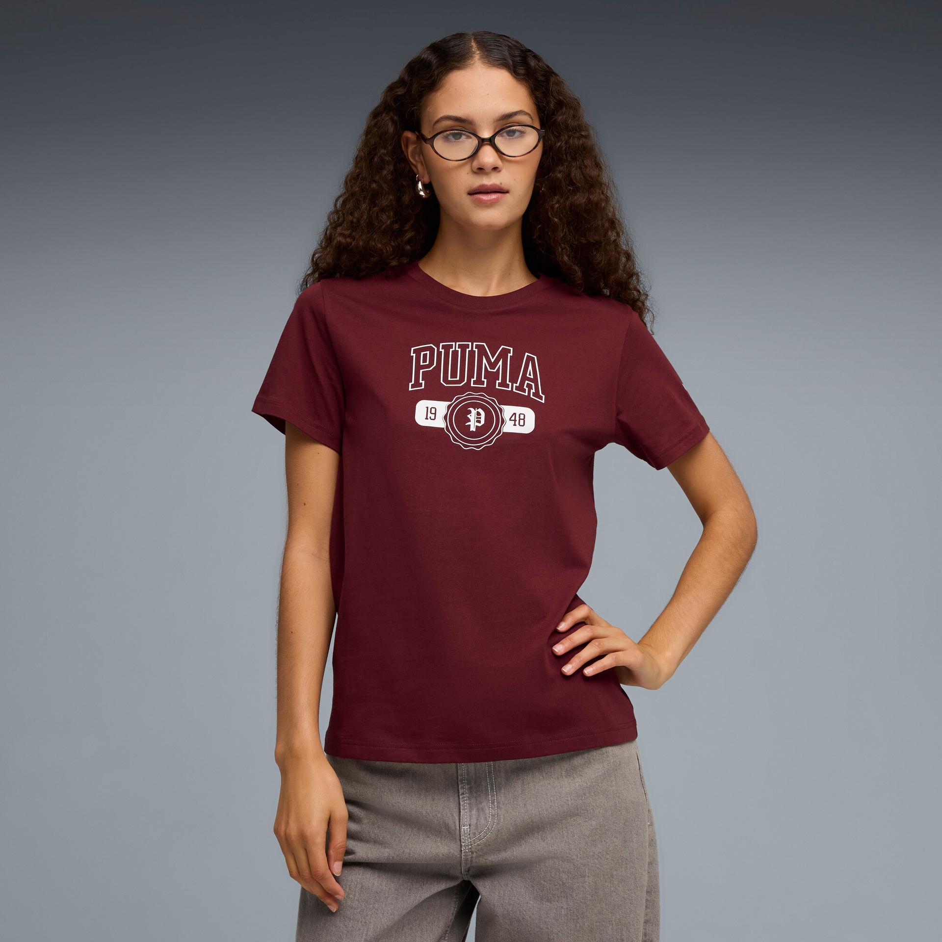 puma throwback women's t-shirt in red, size xl